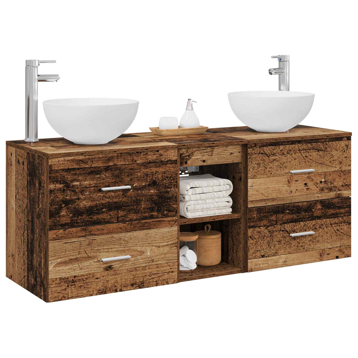 Set ormarića za kupaonicu 3 kom. Staro drvo 49,5 x 35 x 63 cm