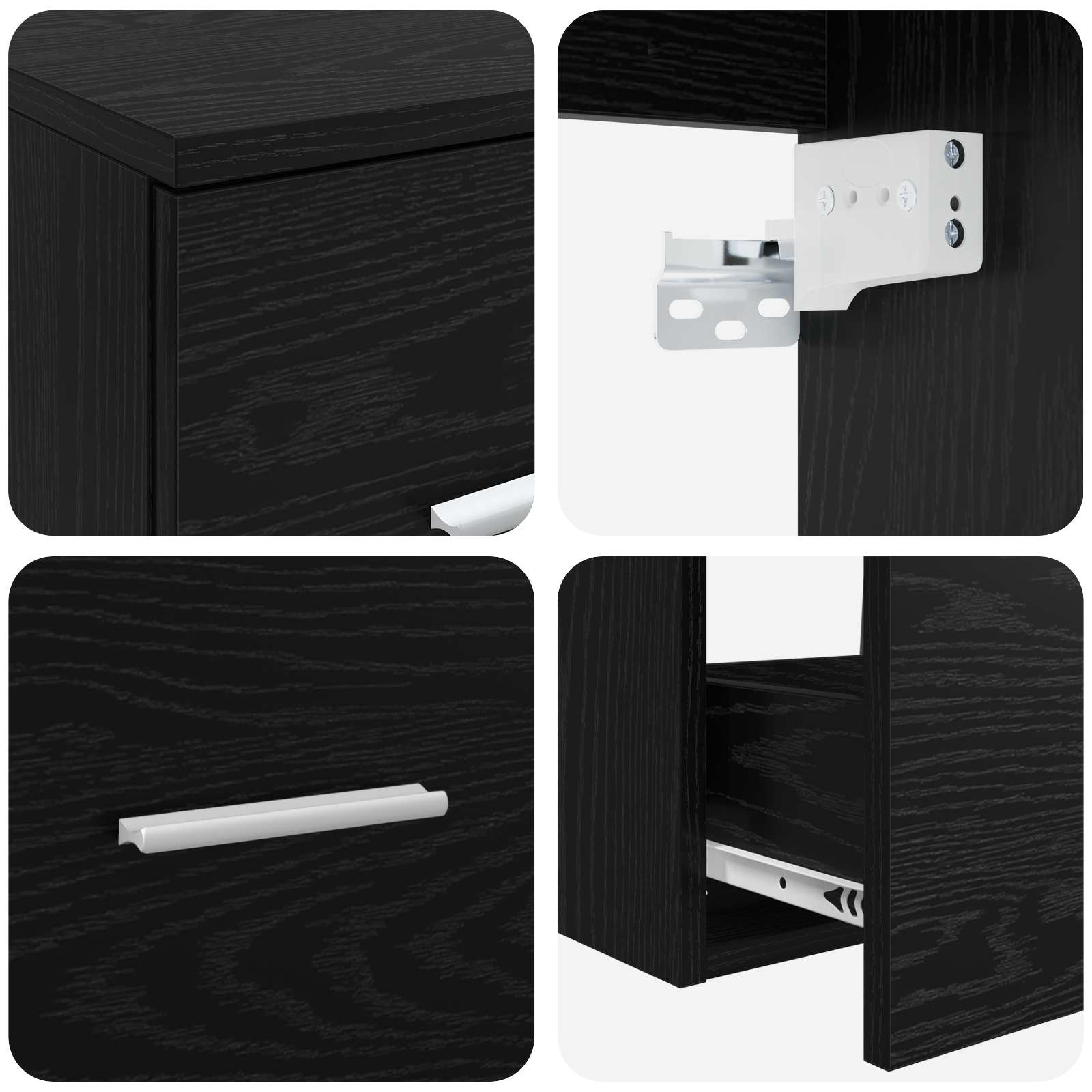 Set ormarića za kupaonicu 3 kom. Crni hrast 49,5 x 35 x 63 cm