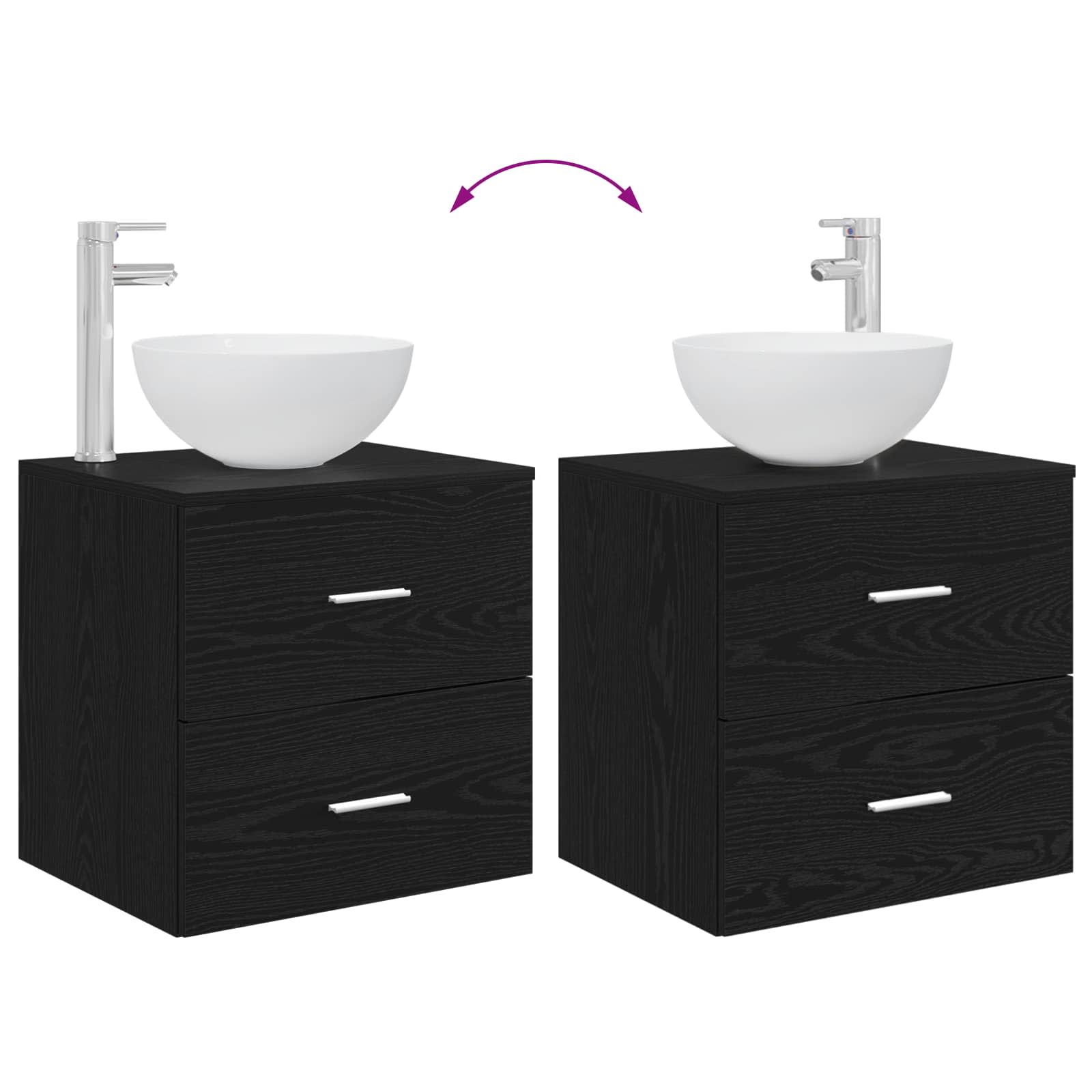 Set ormarića za kupaonicu 3 kom. Crni hrast 49,5 x 35 x 63 cm
