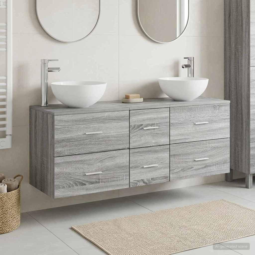 Set ormarića za kupaonicu 3 kom. Siva Sonoma 49,5 x 35 x 63 cm