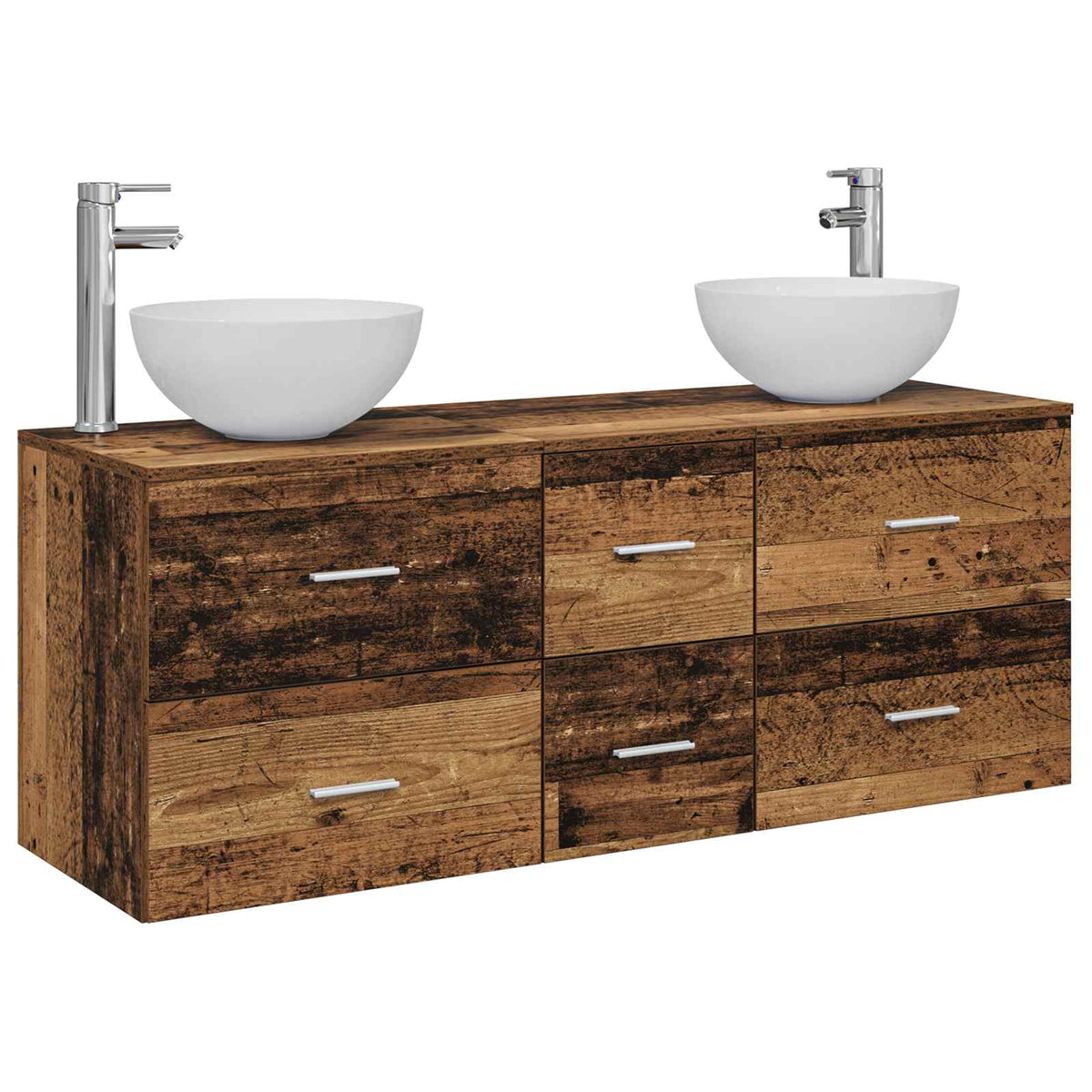 Set ormarića za kupaonicu 3 kom. Staro drvo 49,5 x 35 x 63 cm