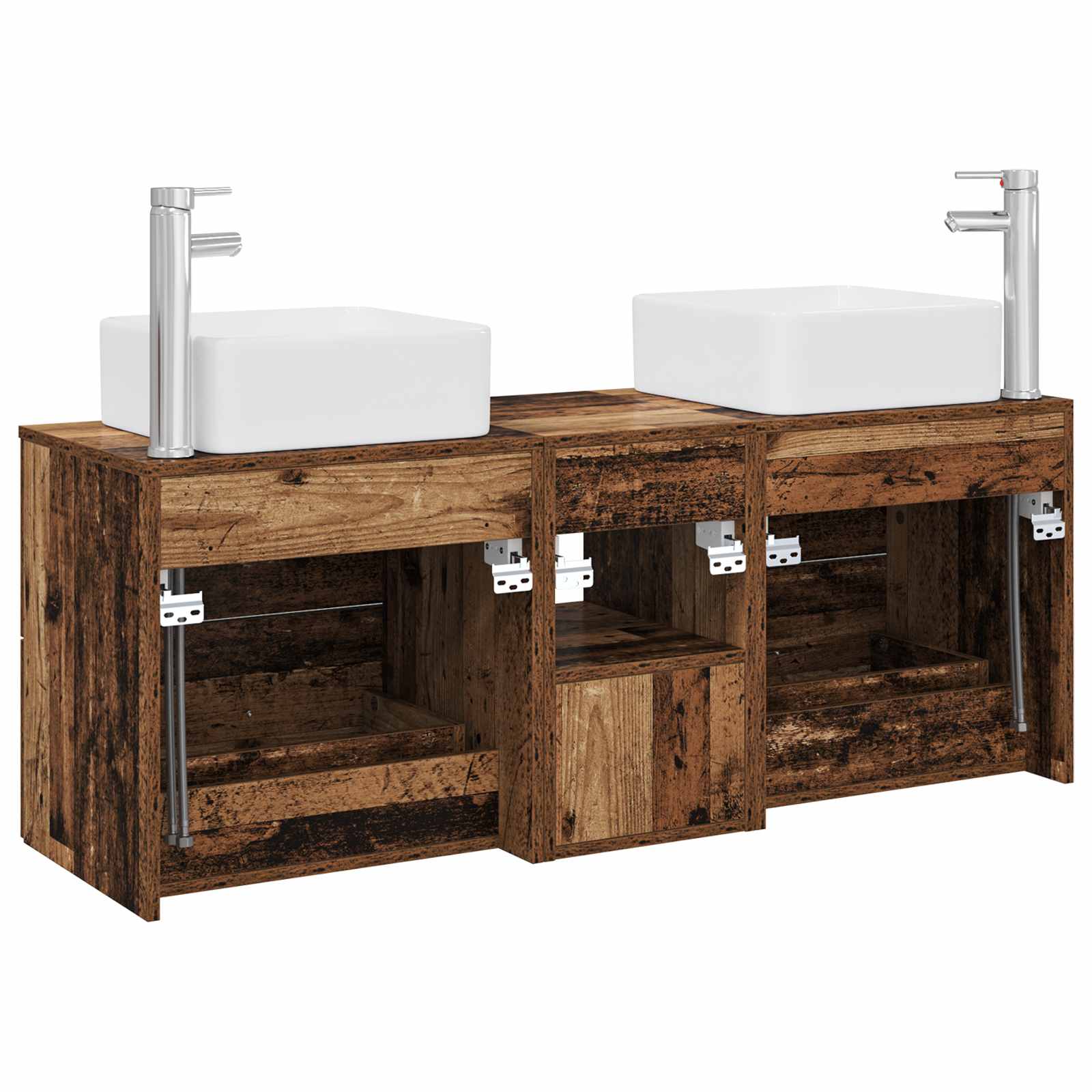 Set ormarića za kupaonicu 3 kom. Staro drvo 49,5 x 41 x 63 cm