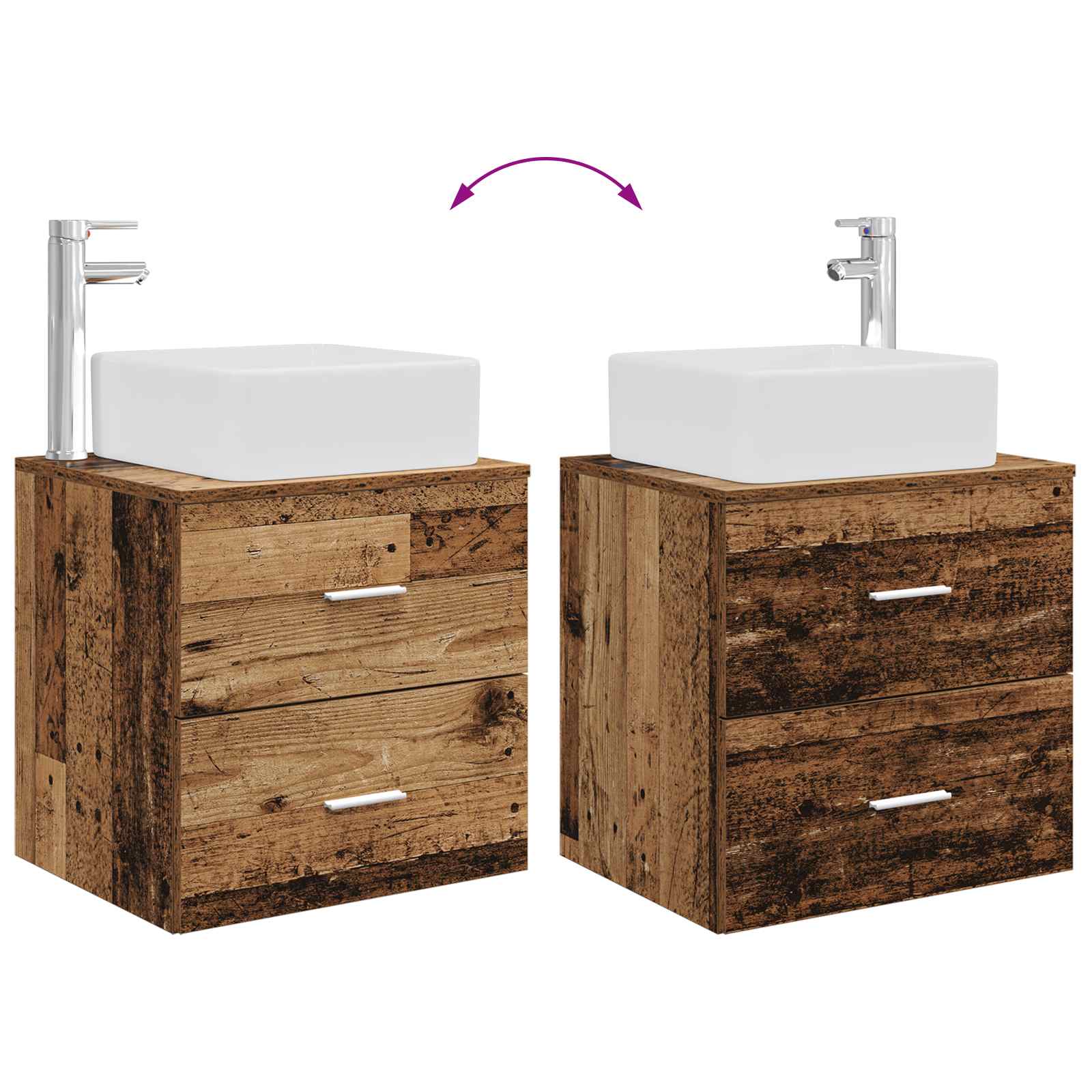Set ormarića za kupaonicu 3 kom. Staro drvo 49,5 x 41 x 63 cm