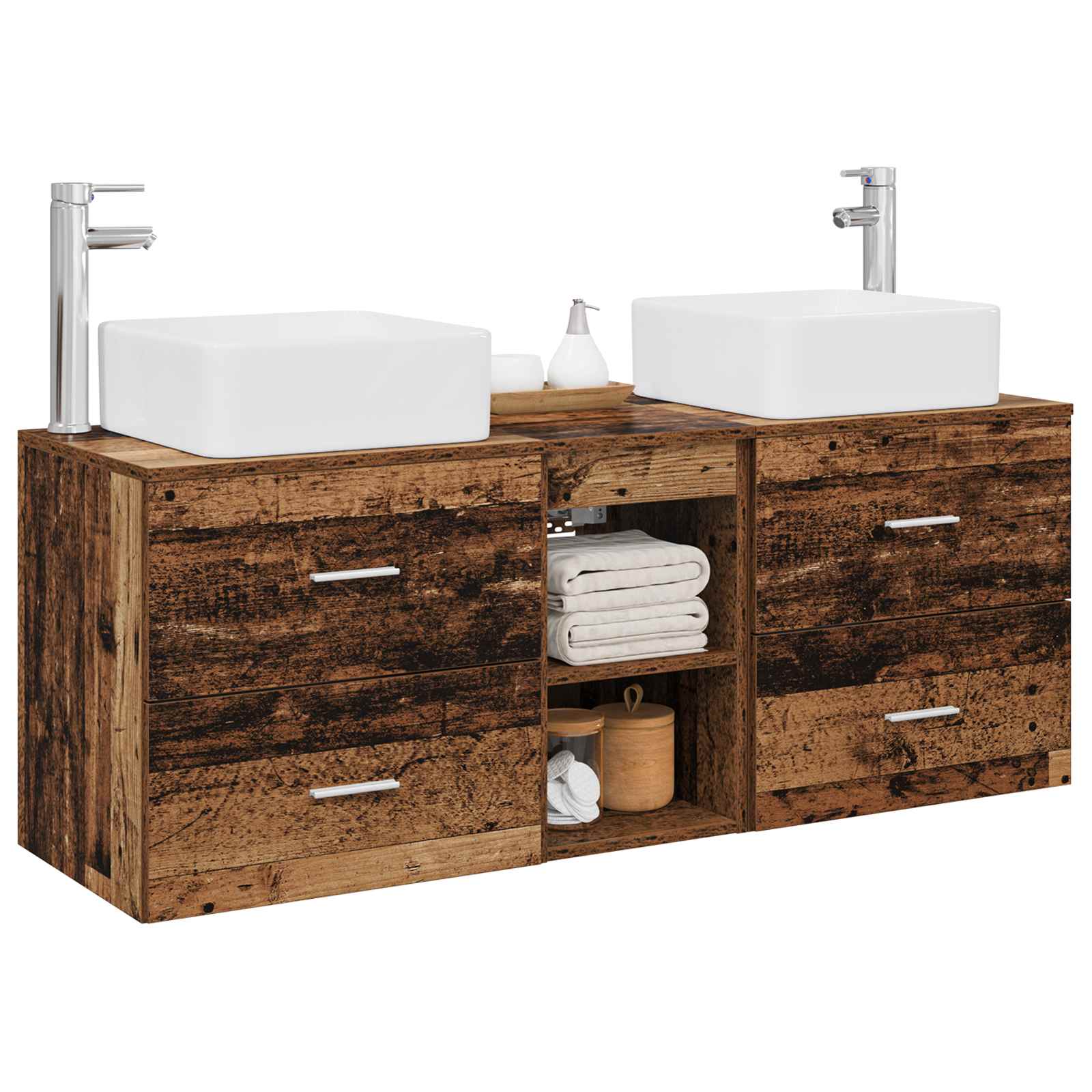 Set ormarića za kupaonicu 3 kom. Staro drvo 49,5 x 41 x 63 cm