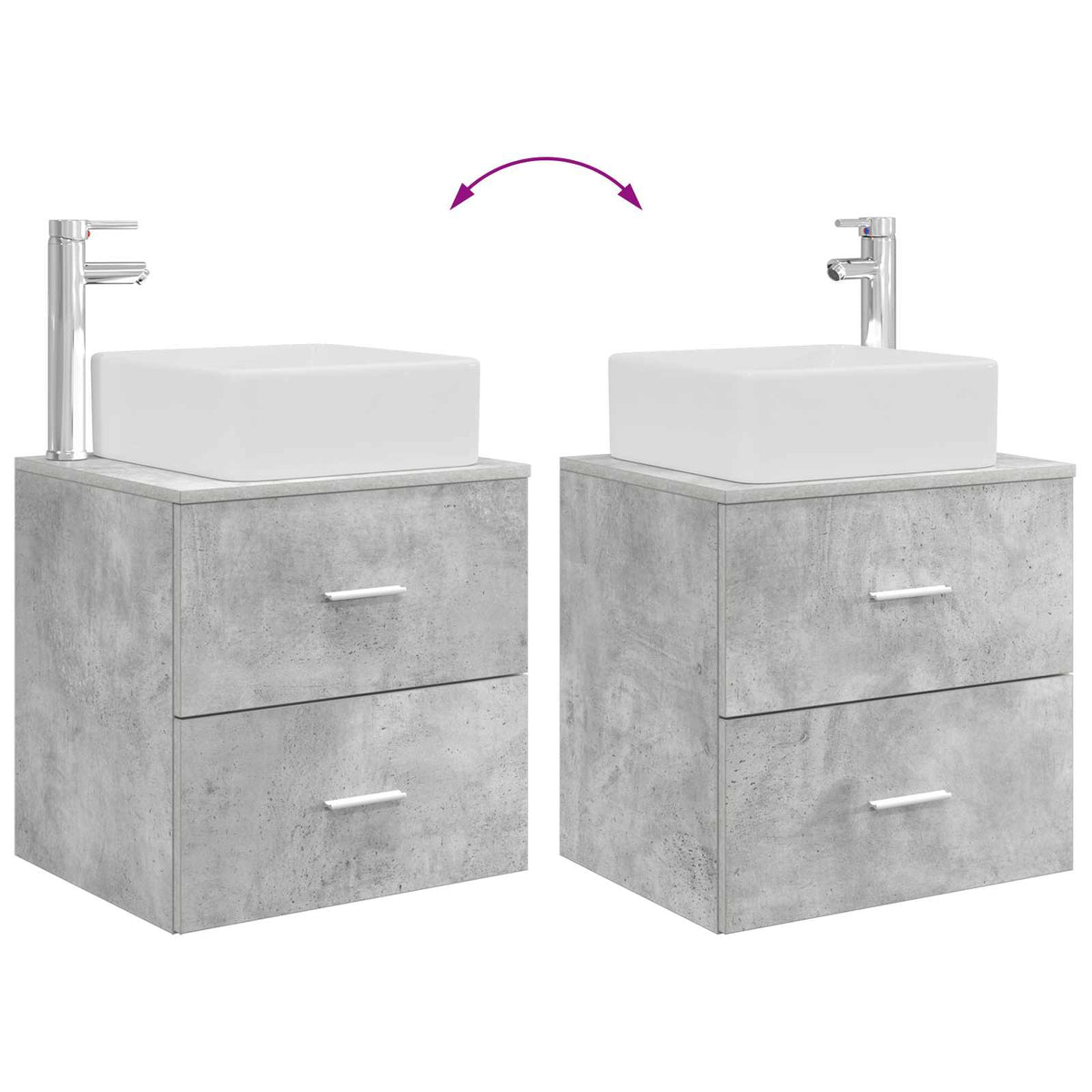 Set ormarića za kupaonicu 3 kom. Betonska siva 49,5 x 41 x 63 cm