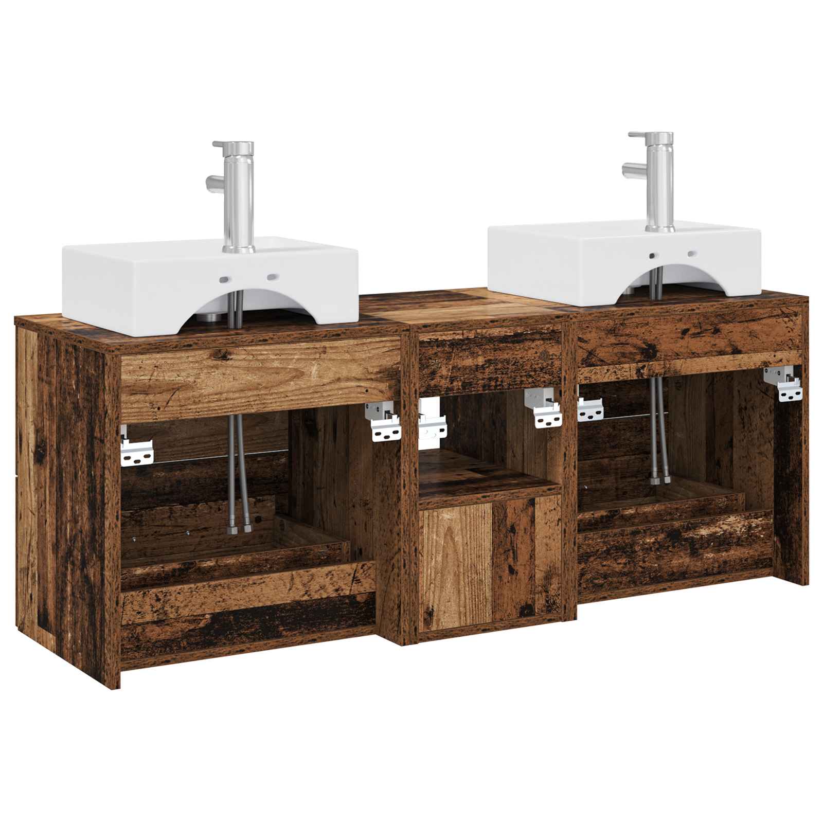 Set ormarića za kupaonicu 3 kom. Staro drvo 49,5 x 41 x 62,5 cm