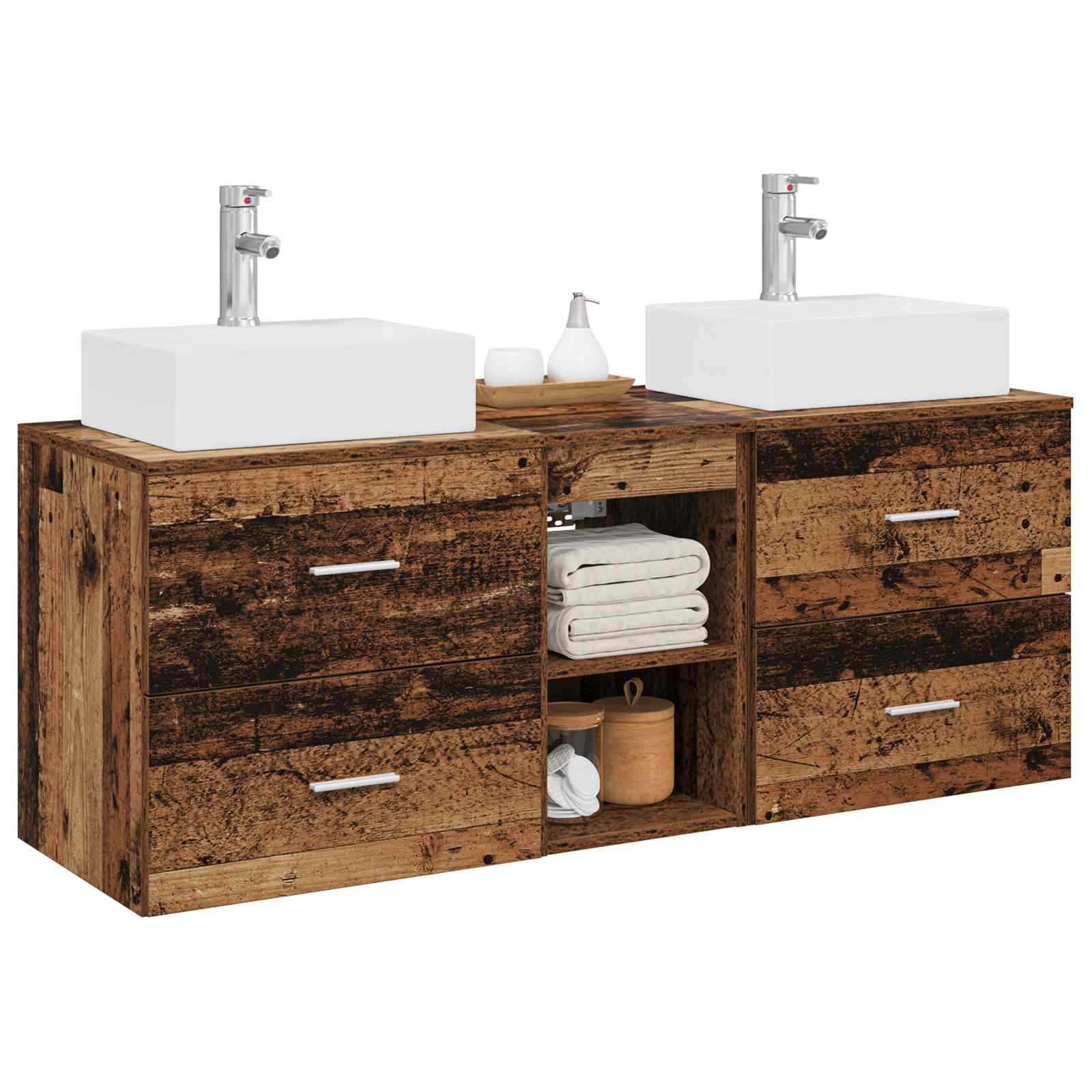 Set ormarića za kupaonicu 3 kom. Staro drvo 49,5 x 41 x 62,5 cm