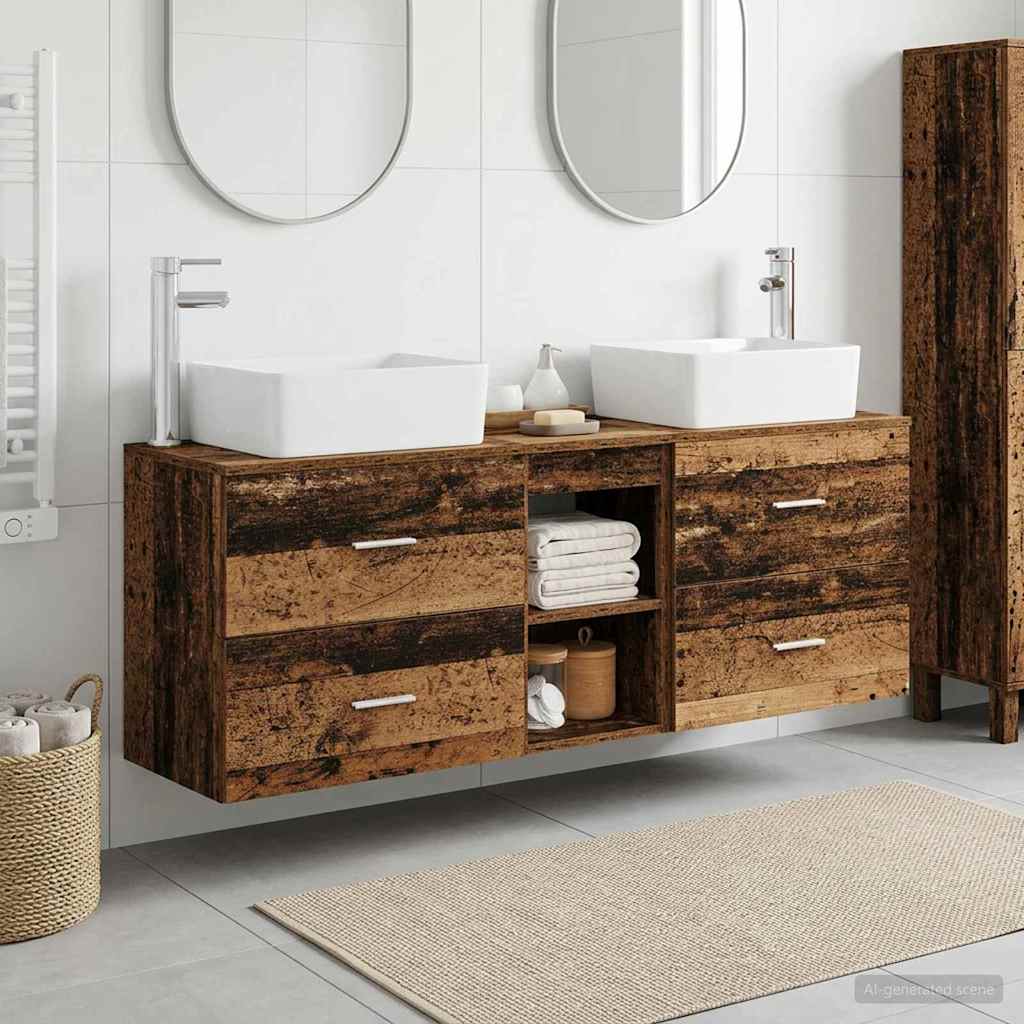 Set ormarića za kupaonicu 3 kom. Staro drvo 53 x 34,5 x 63 cm