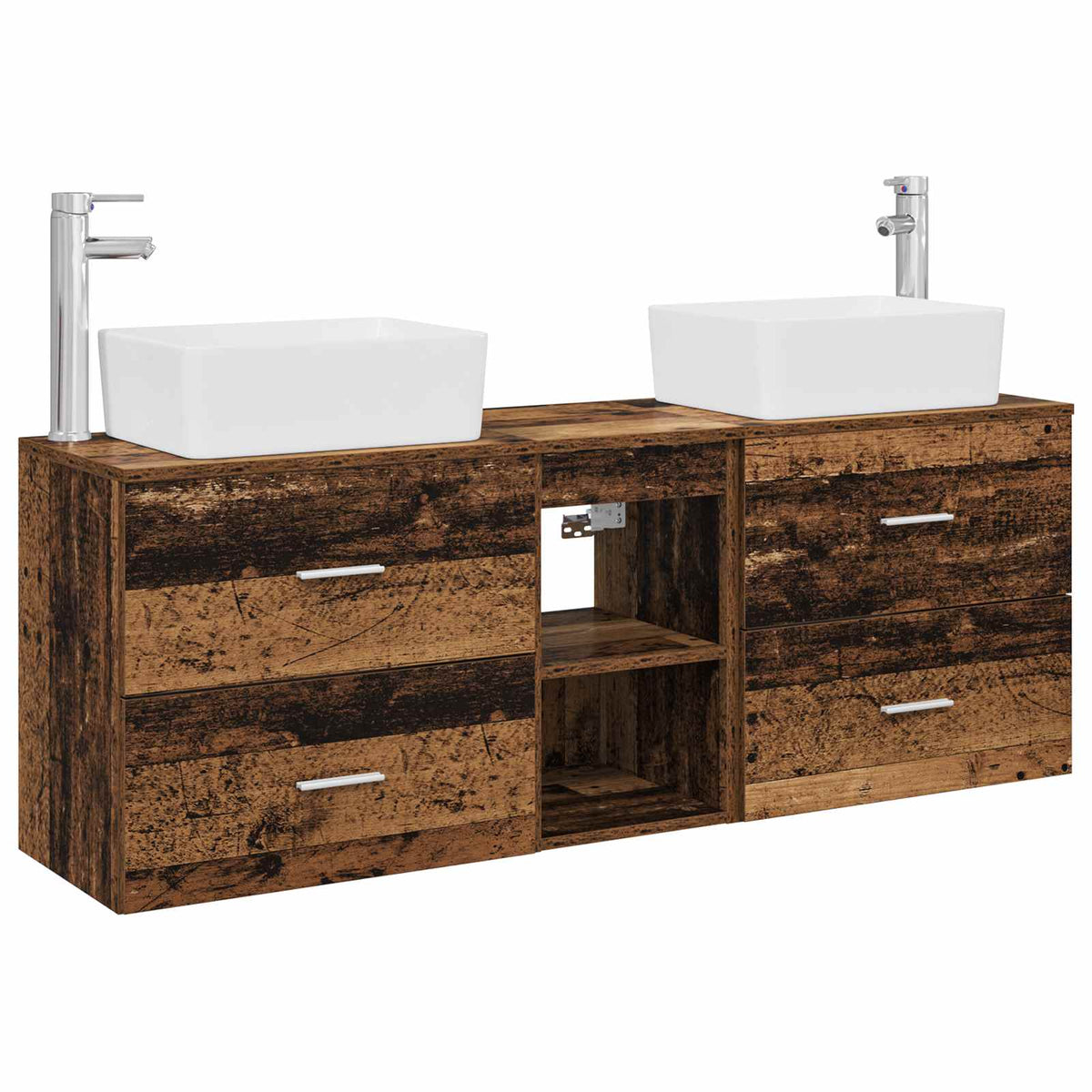Set ormarića za kupaonicu 3 kom. Staro drvo 53 x 34,5 x 63 cm