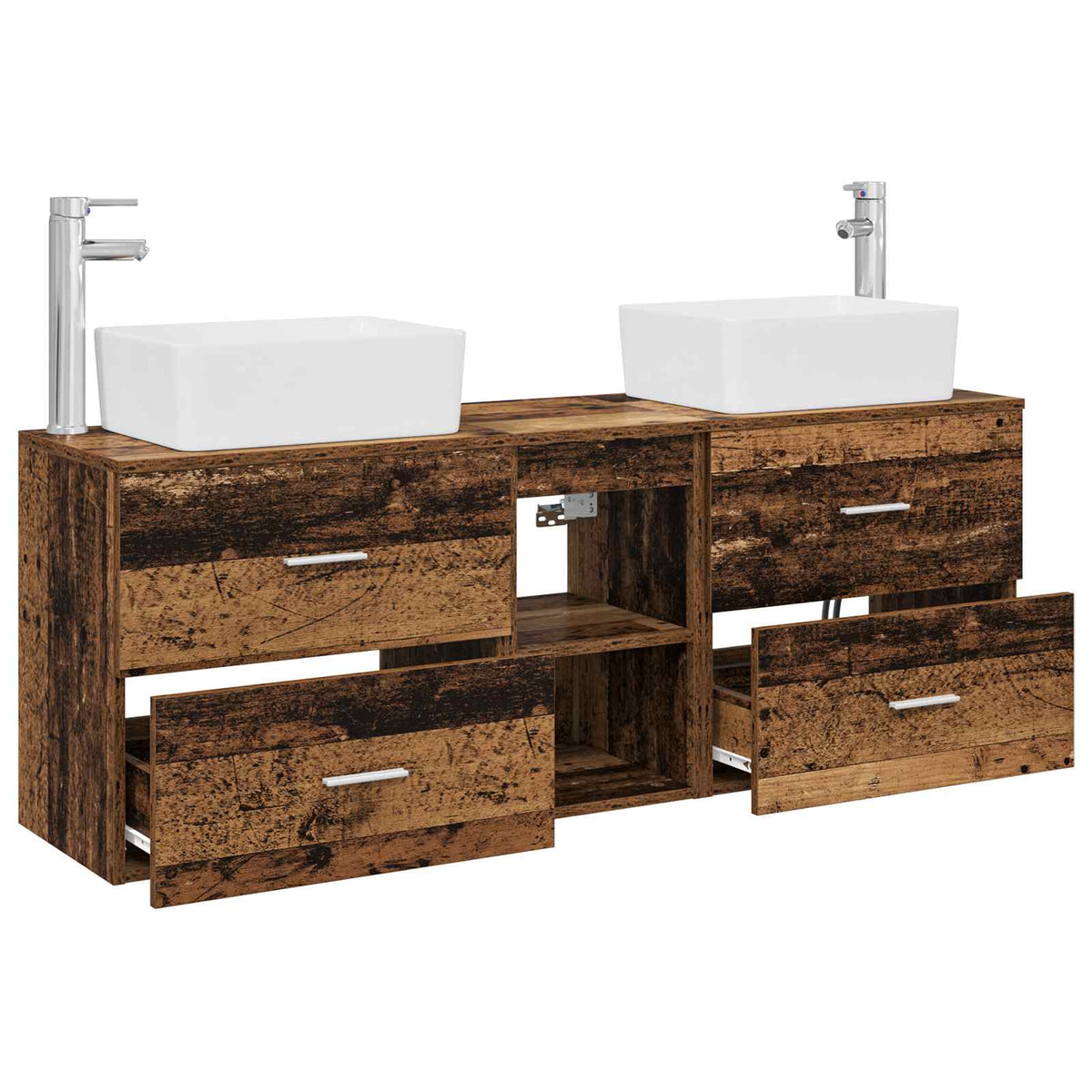 Set ormarića za kupaonicu 3 kom. Staro drvo 53 x 34,5 x 63 cm