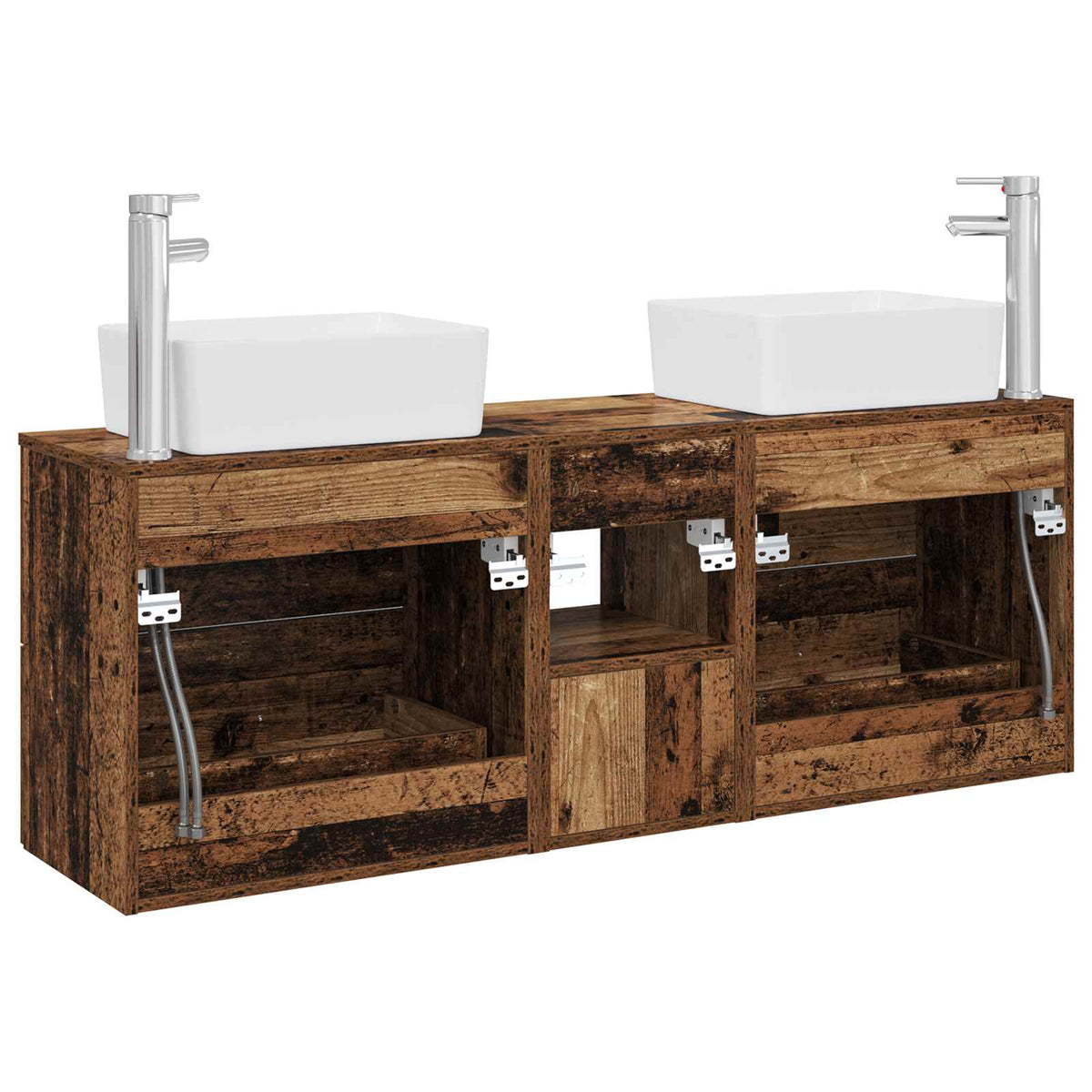 Set ormarića za kupaonicu 3 kom. Staro drvo 53 x 34,5 x 63 cm