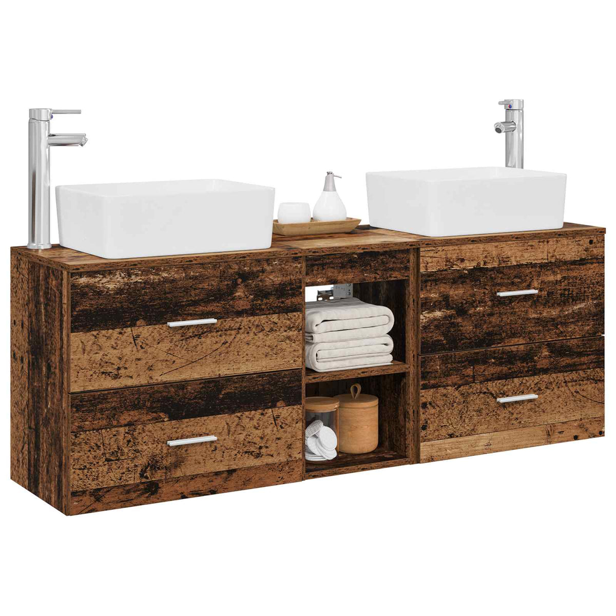 Set ormarića za kupaonicu 3 kom. Staro drvo 53 x 34,5 x 63 cm