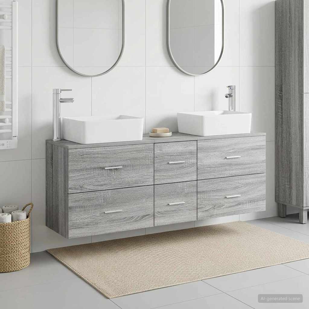 Set ormarića za kupaonicu 3 kom. Siva Sonoma 53 x 34,5 x 63 cm