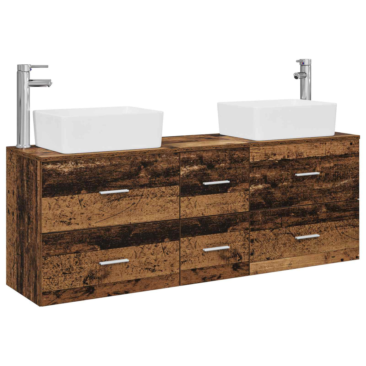 Set ormarića za kupaonicu 3 kom. Staro drvo 53 x 34,5 x 63 cm
