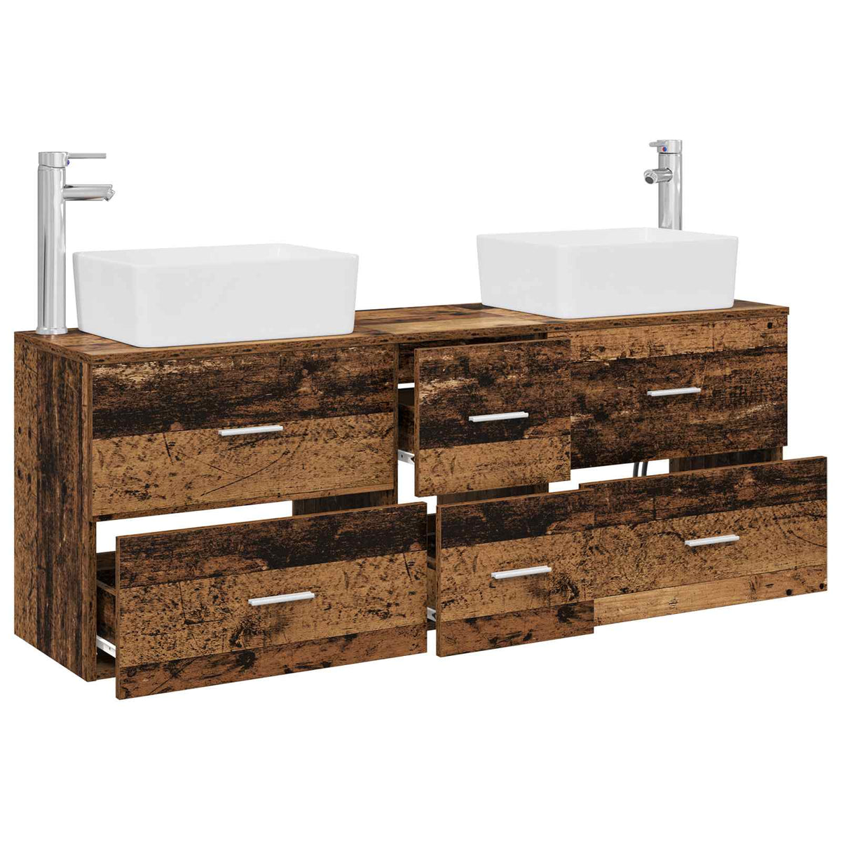Set ormarića za kupaonicu 3 kom. Staro drvo 53 x 34,5 x 63 cm