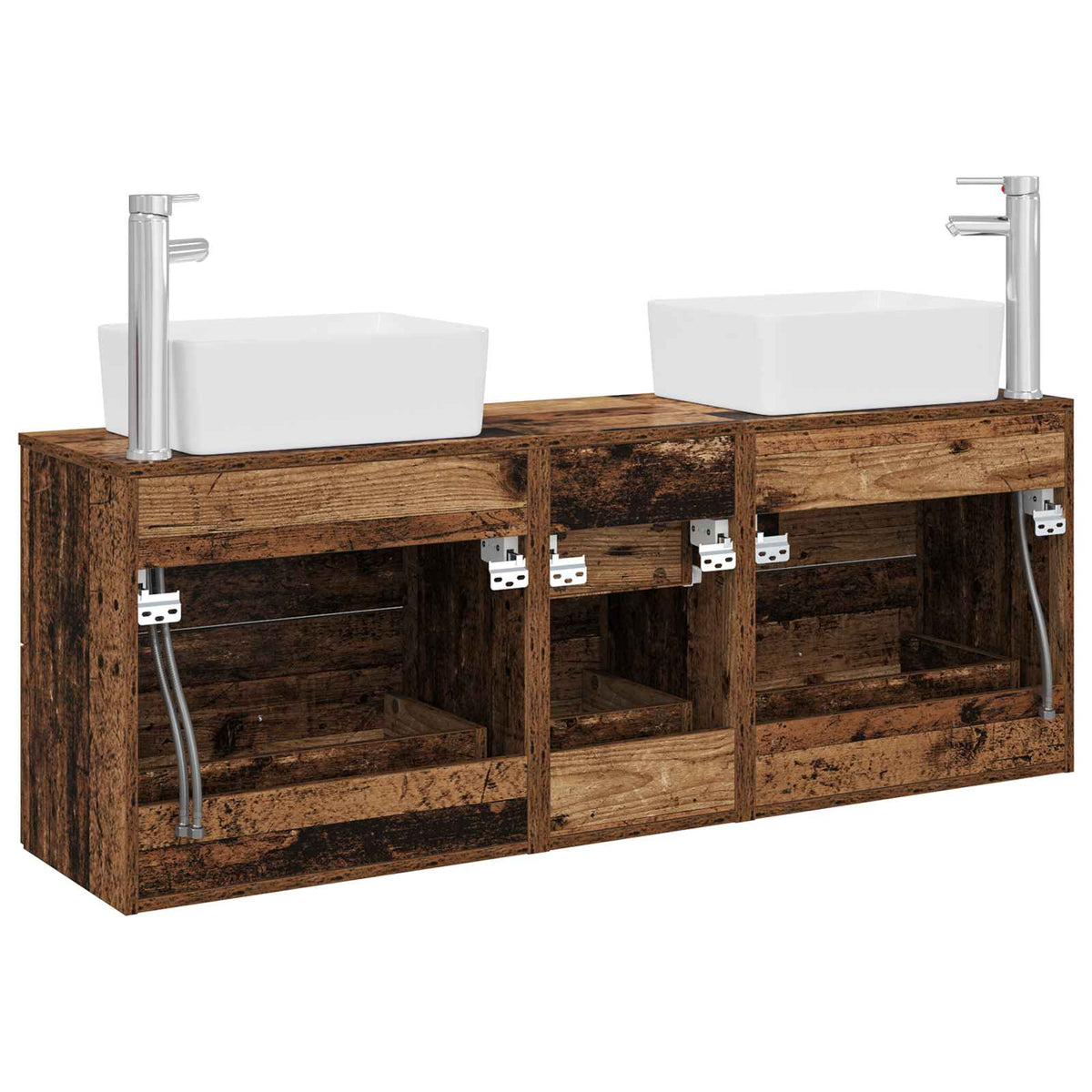Set ormarića za kupaonicu 3 kom. Staro drvo 53 x 34,5 x 63 cm