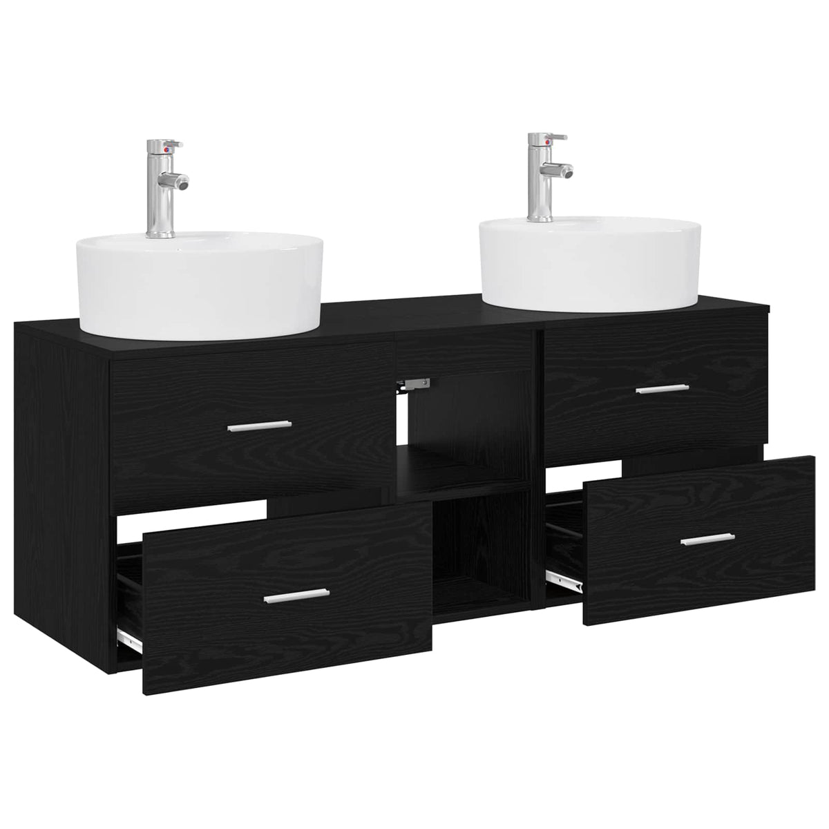 Set ormarića za kupaonicu 3 kom. Crna 49,5 x 44,5 x 65 cm