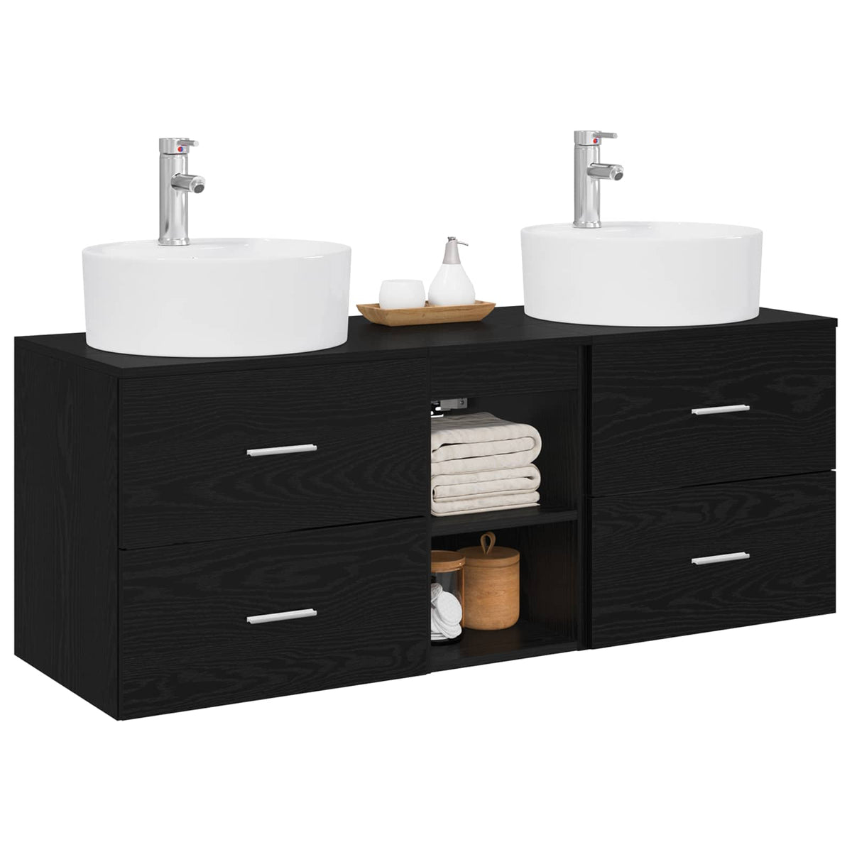 Set ormarića za kupaonicu 3 kom. Crna 49,5 x 44,5 x 65 cm