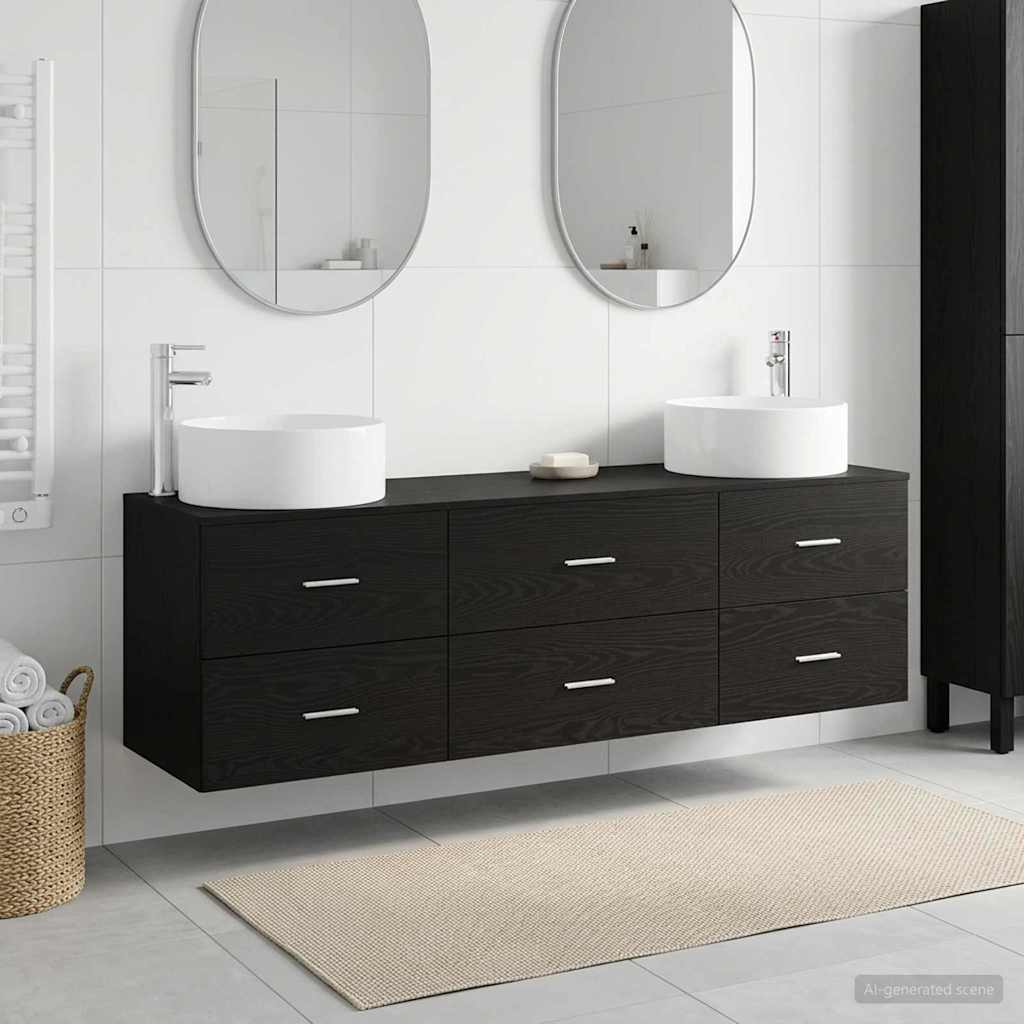 Set namještaja za kupaonicu 3 kom. Crna 49,5 x 44,5 x 65,5 cm