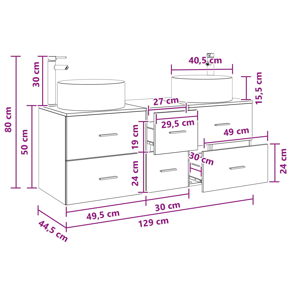 Set namještaja za kupaonicu 3 kom. Staro drvo Smeđa 49.5 x 44.5 x 65.5 cm