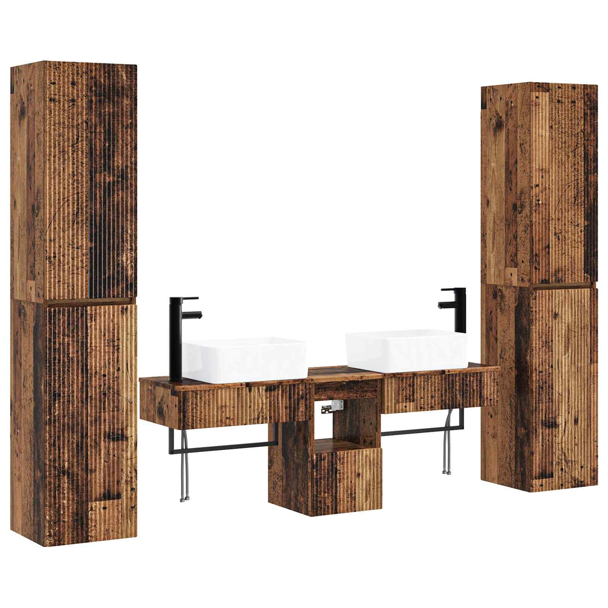 Set namještaja za kupaonicu 5 kom. Staro drvo Smeđa 33 x 34,5 x 160 cm