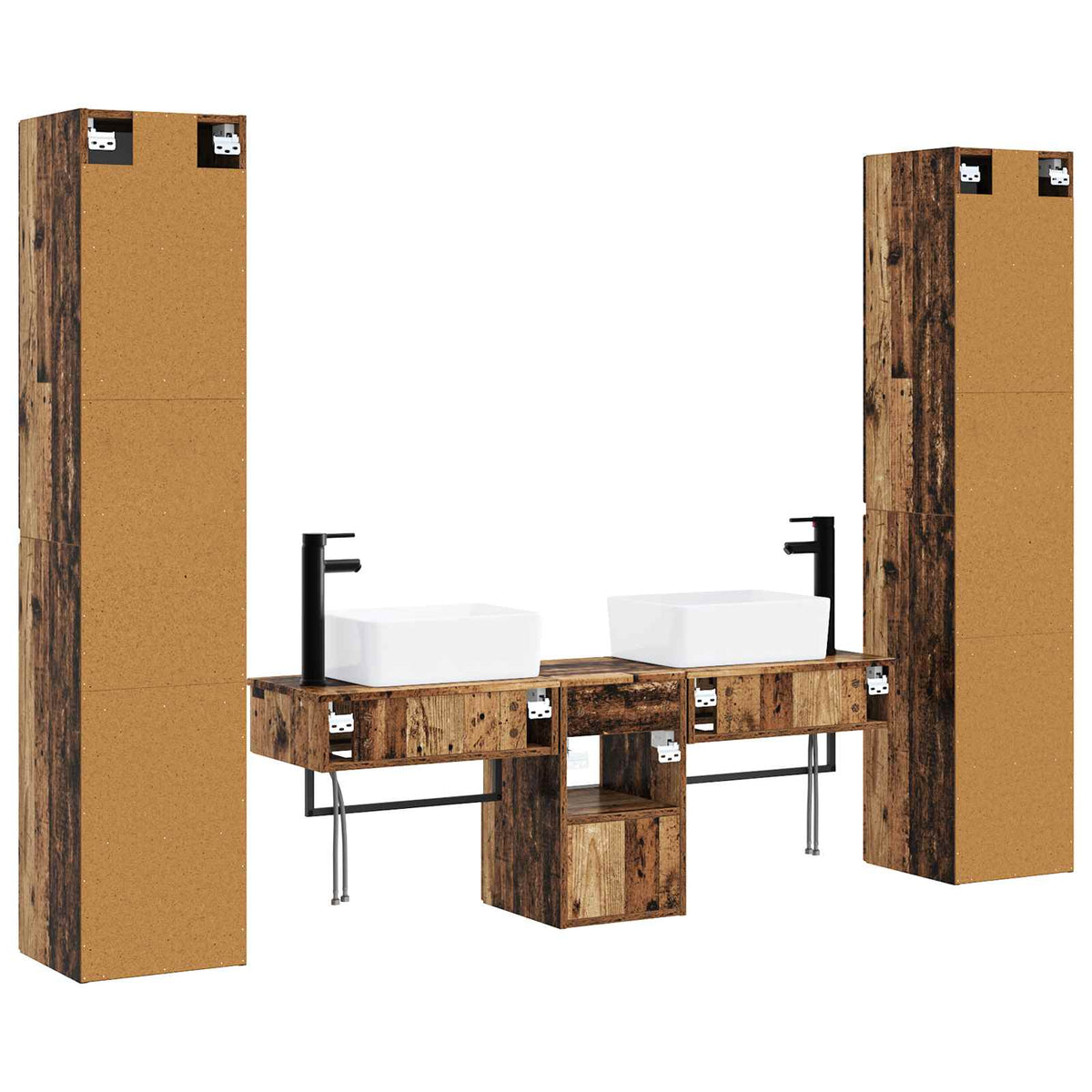 Set namještaja za kupaonicu 5 kom. Staro drvo Smeđa 33 x 34,5 x 160 cm