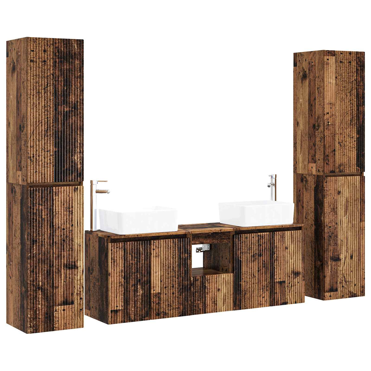 Set namještaja za kupaonicu 5 kom. Staro drvo Smeđa 33 x 34.5 x 160 cm