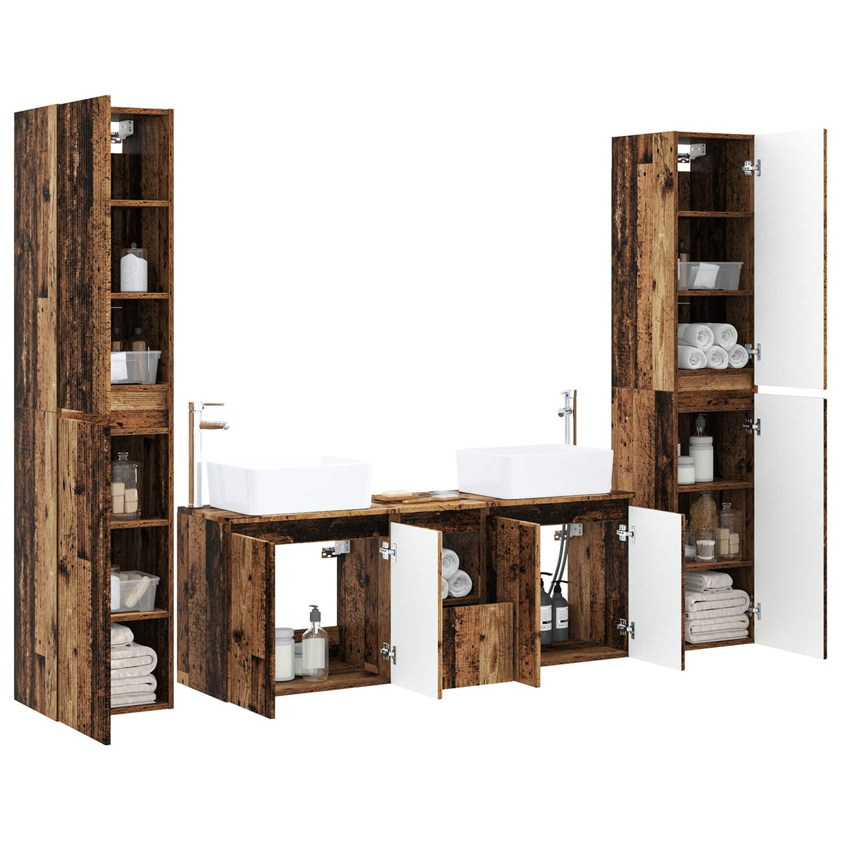 Set namještaja za kupaonicu 5 kom. Staro drvo Smeđa 33 x 34.5 x 160 cm
