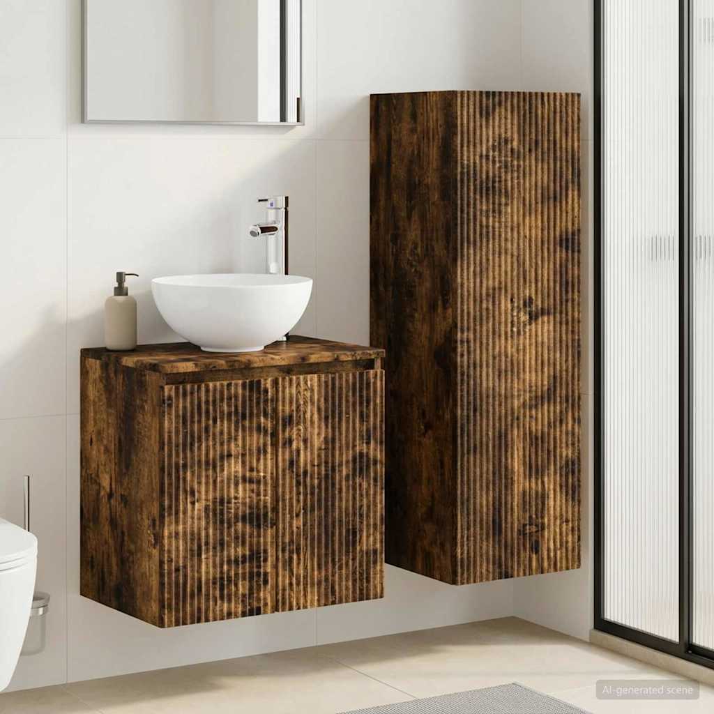 Set namještaja za kupaonicu 2 kom. Dimljeni hrast Smeđa 33 x 34.5 x 100 cm