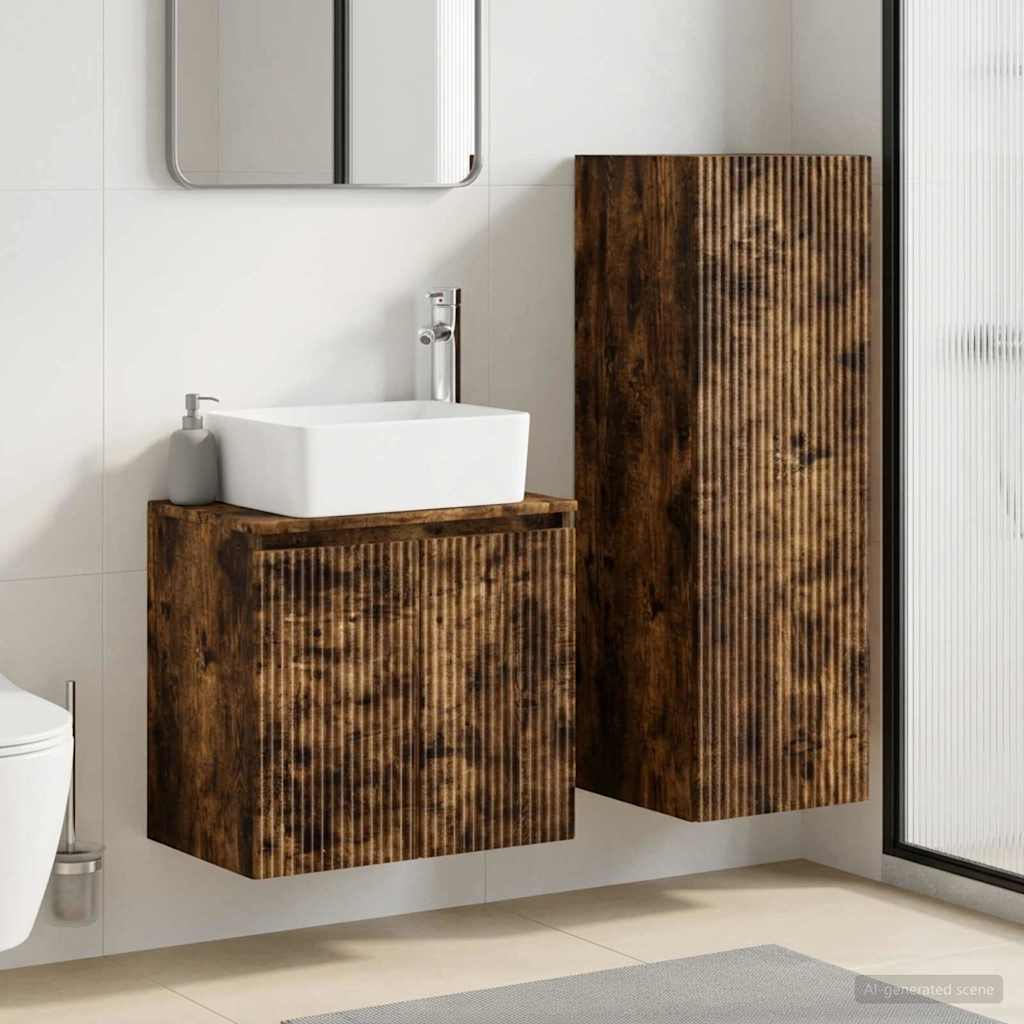 Set namještaja za kupaonicu 2 kom. Dimljeni hrast Smeđa 33 x 34.5 x 100 cm