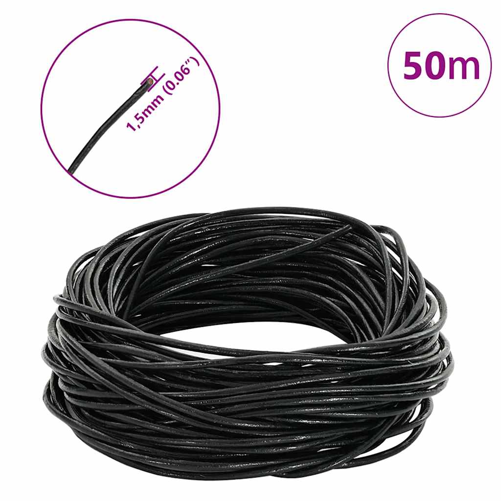 Kožni konop Crna Ø1,5 mm x 50 m Koža