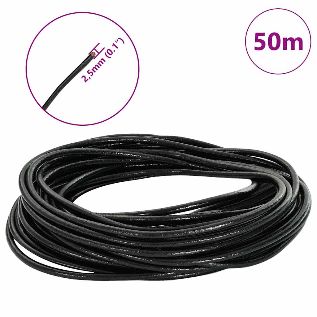 Kožni konop Crna Ø2,5 mm x 50 m Koža