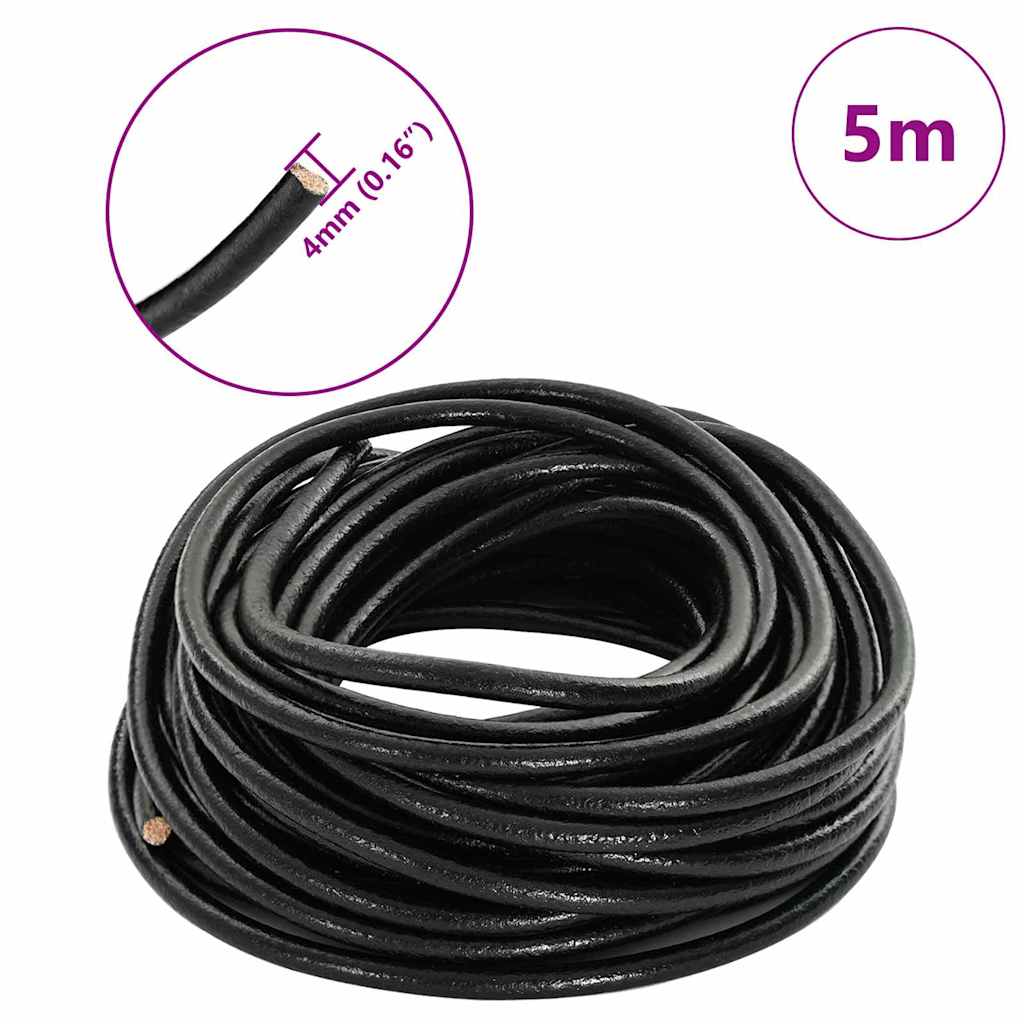 Kožni konop Crna Ø4 mm x 5 m Koža