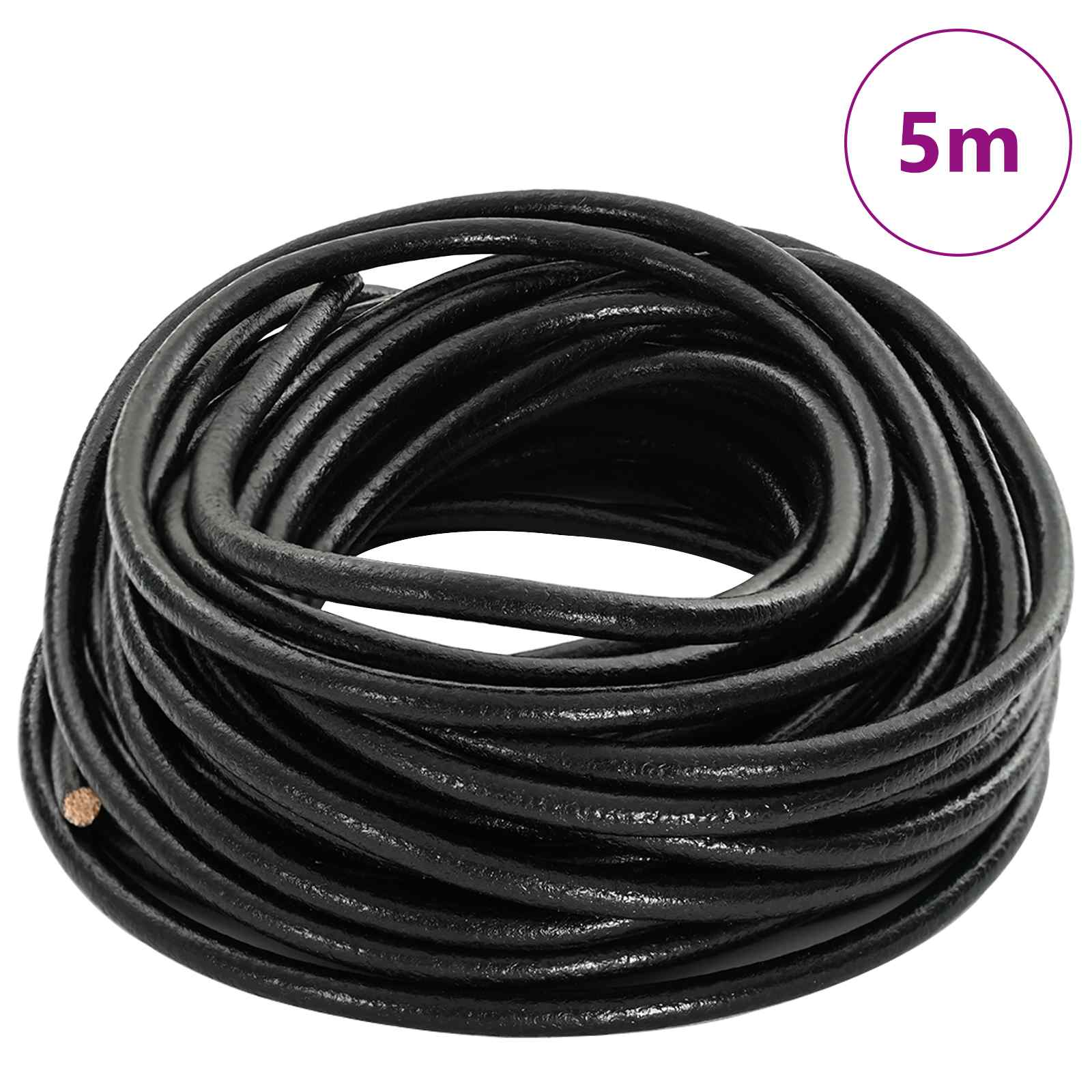 Kožni konop Crna Ø4 mm x 5 m Koža