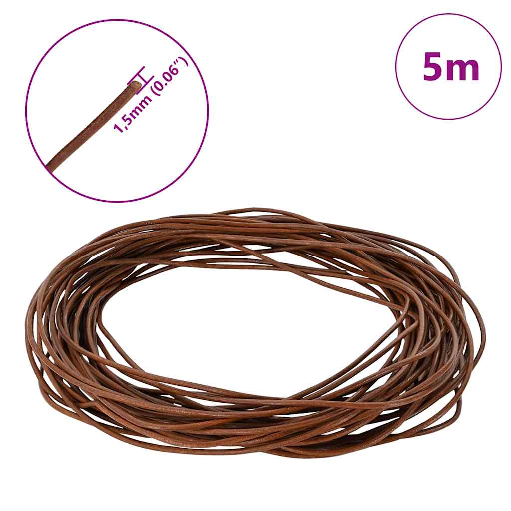 Kožni konop Svijetlosmeđa Ø1,5 mm x 5 m Koža