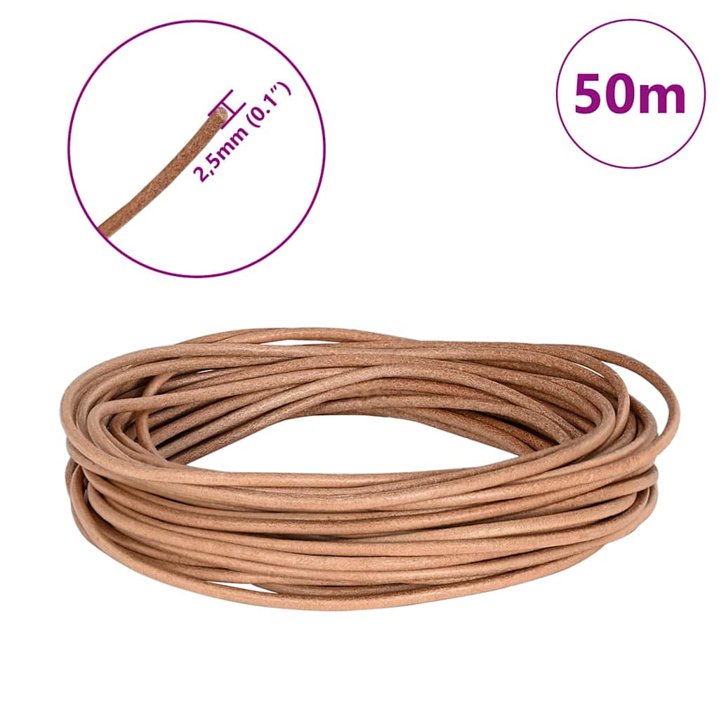 Kožni konop Smeđa Ø2,5 mm x 50 m Koža