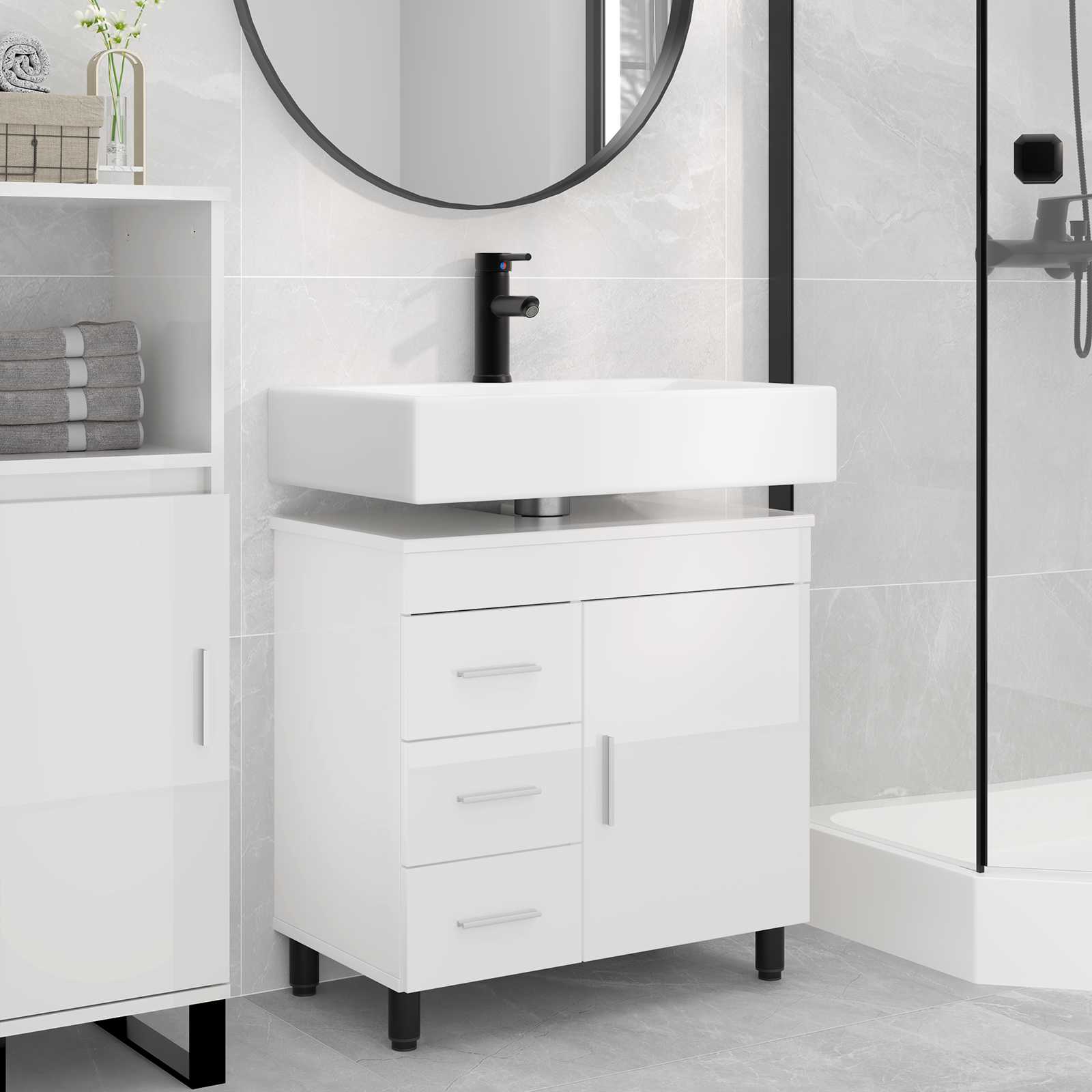 Toaletna jedinica Bijela visokog sjaja 60 x 35 x 60 cm
