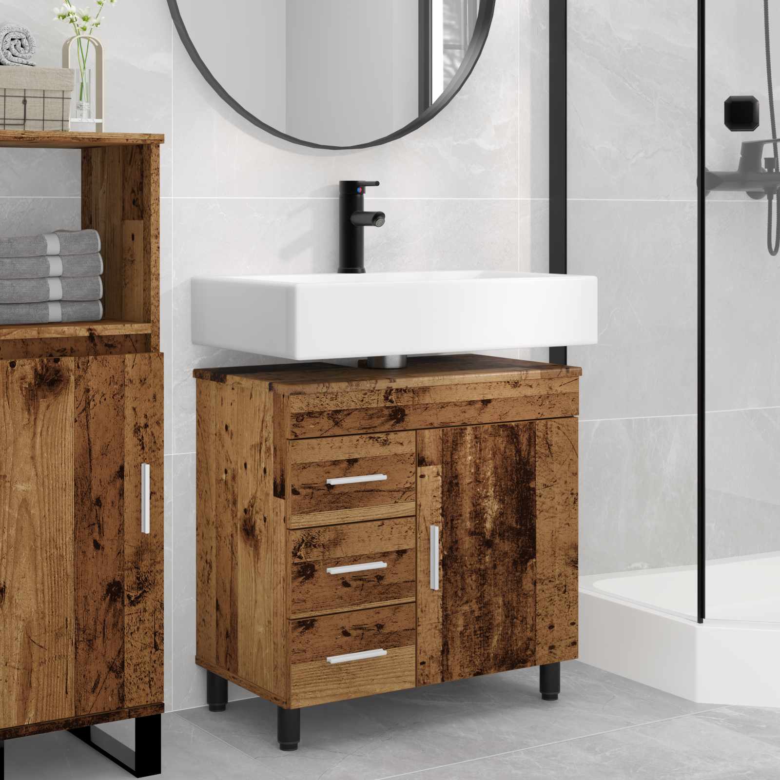 Toaletna jedinica Staro drvo 60 x 35 x 60 cm Konstruirano drvo