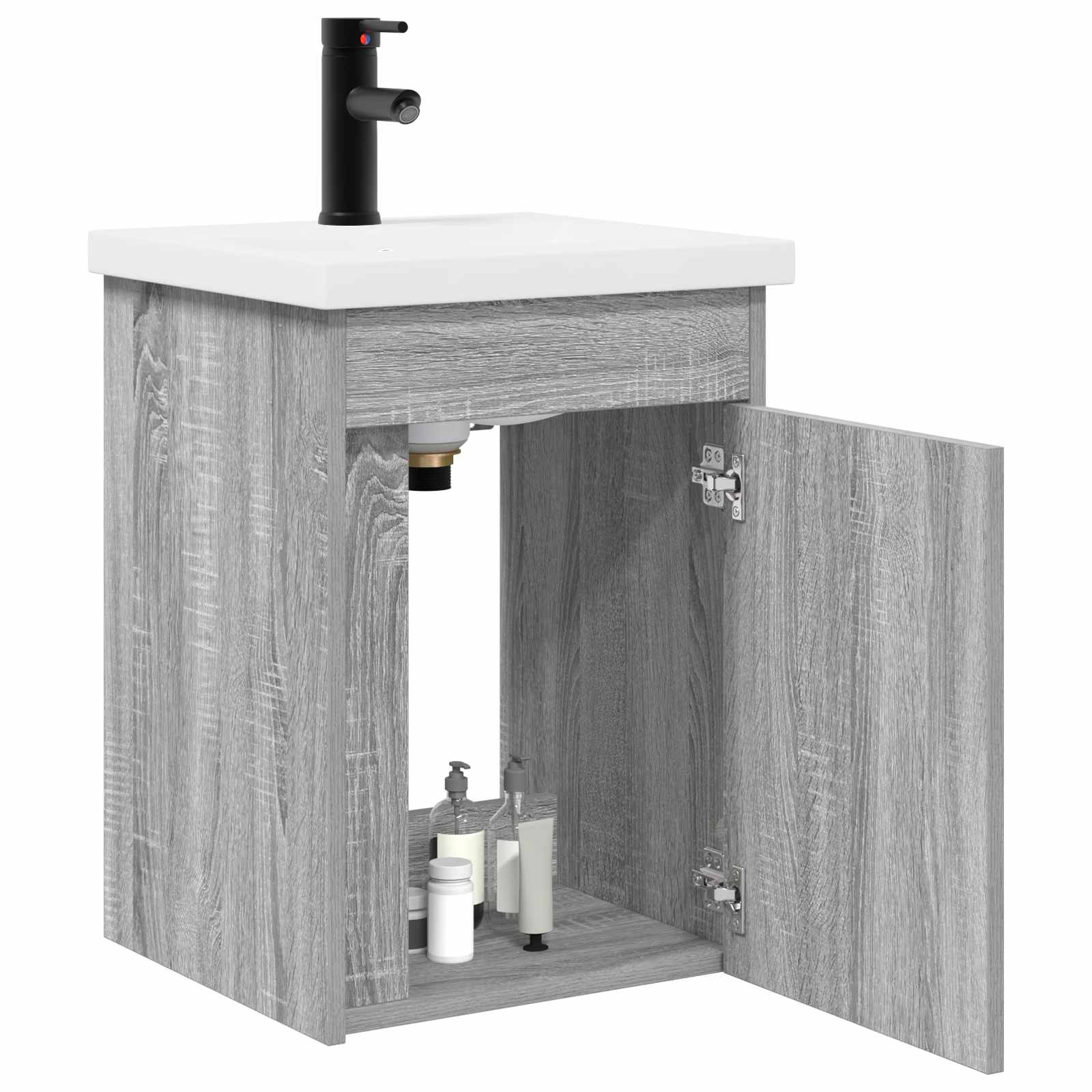 Jedinstveni ormar za kupaonicu s umivaonikom Siva Sonoma