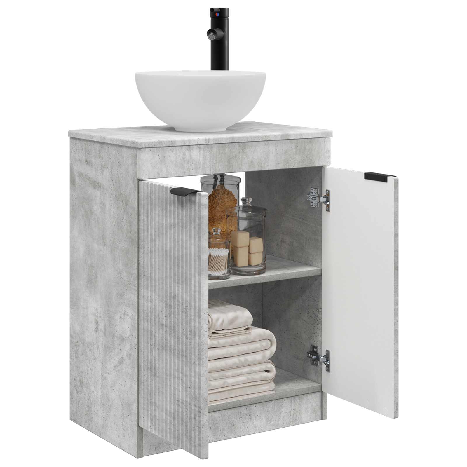 Kupaonski umivaonik s sudoperom Betonska siva 54 x 35 x 83 cm