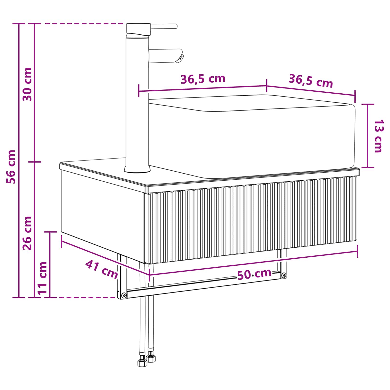 Zidni sudoper Betonska siva 50 x 41 x 39 cm Konstruirano drvo