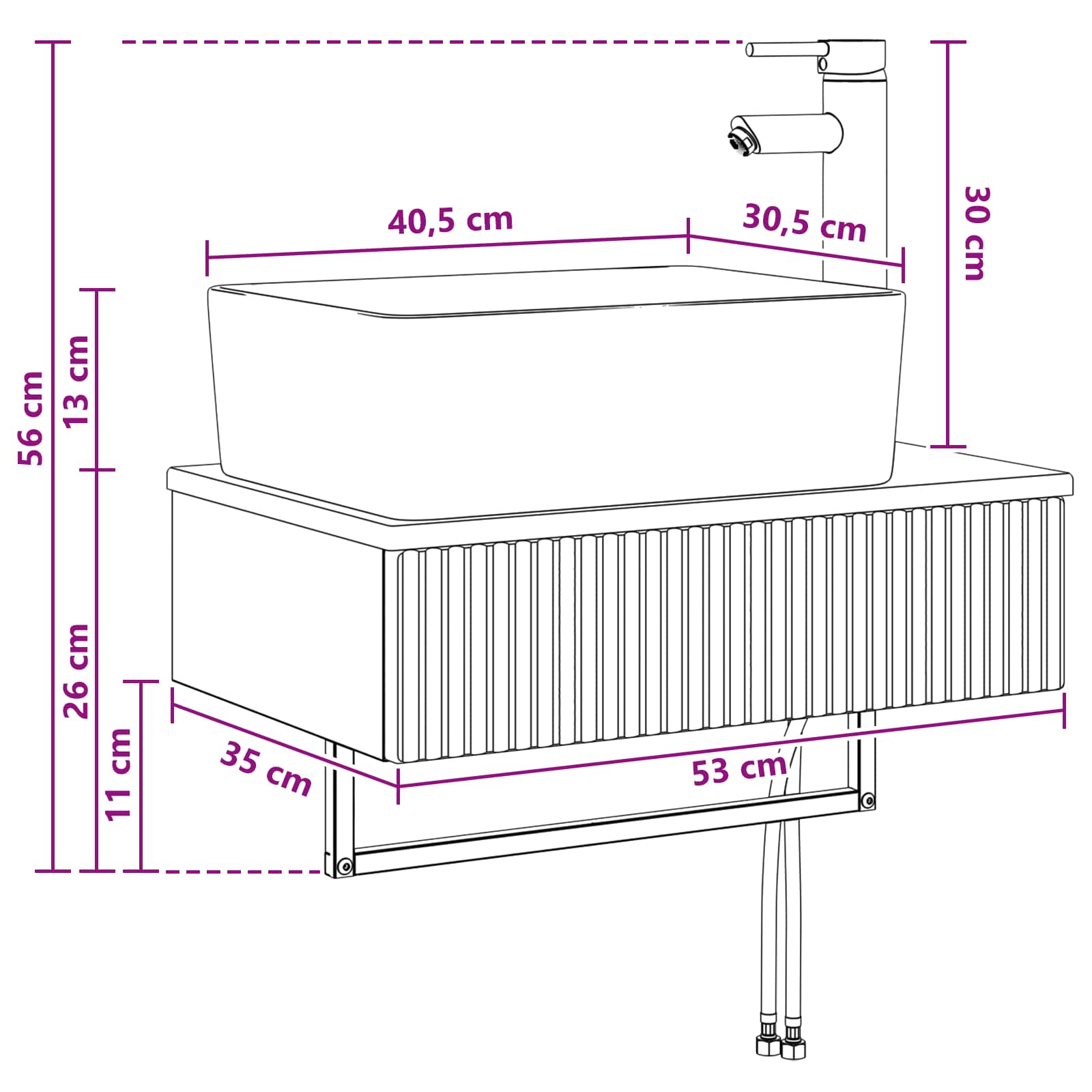 Zidni sudoper Dimljeni hrast 53 x 35 x 39 cm Konstruirano drvo