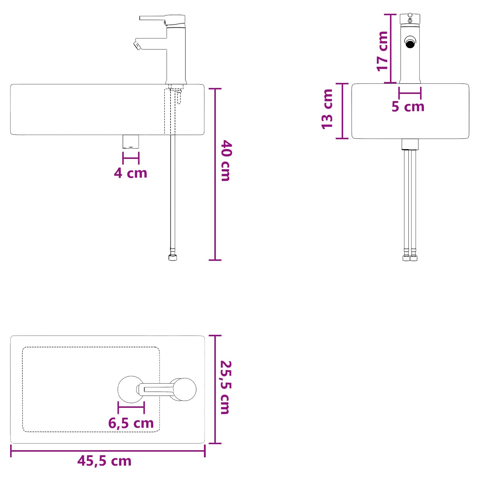 Umivaonik za kupaonicu Krom 45,5 x 25,5 x 13 cm Metal