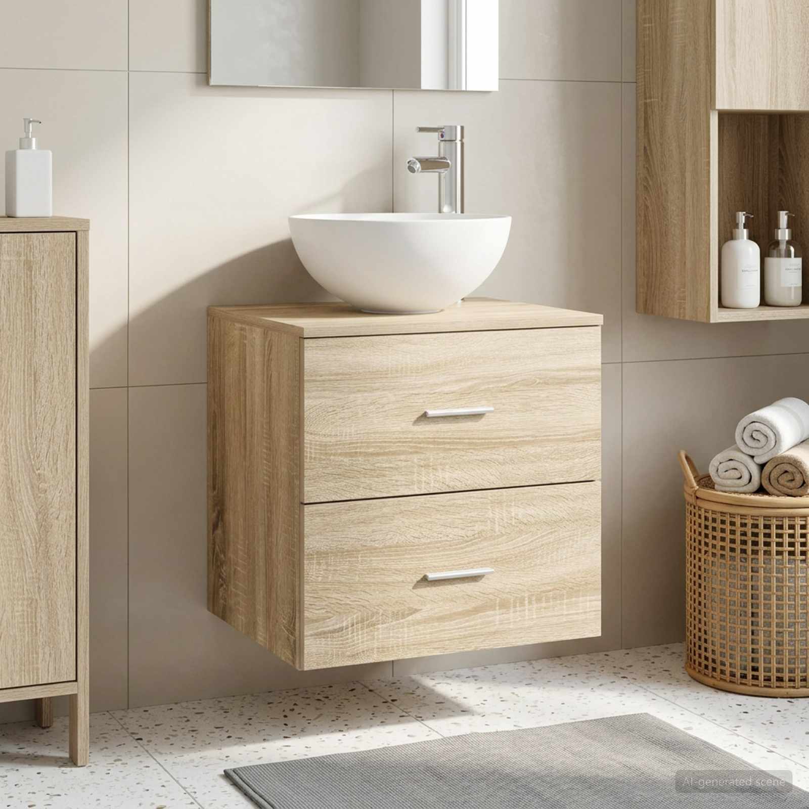 Umivaonik s policom Hrast sonoma 49,5 x 41 x 64,5 cm