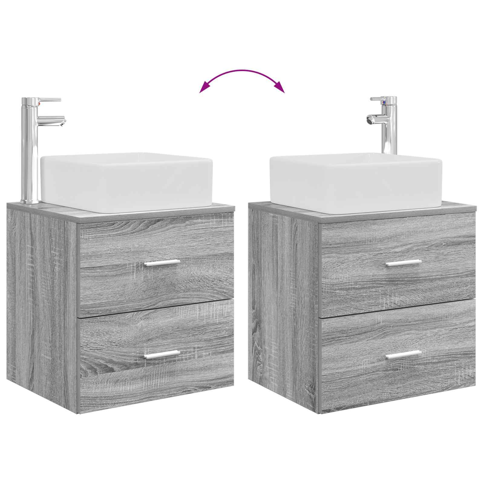Umivaonik s policom Siva Sonoma 53 x 34,5 x 63 cm