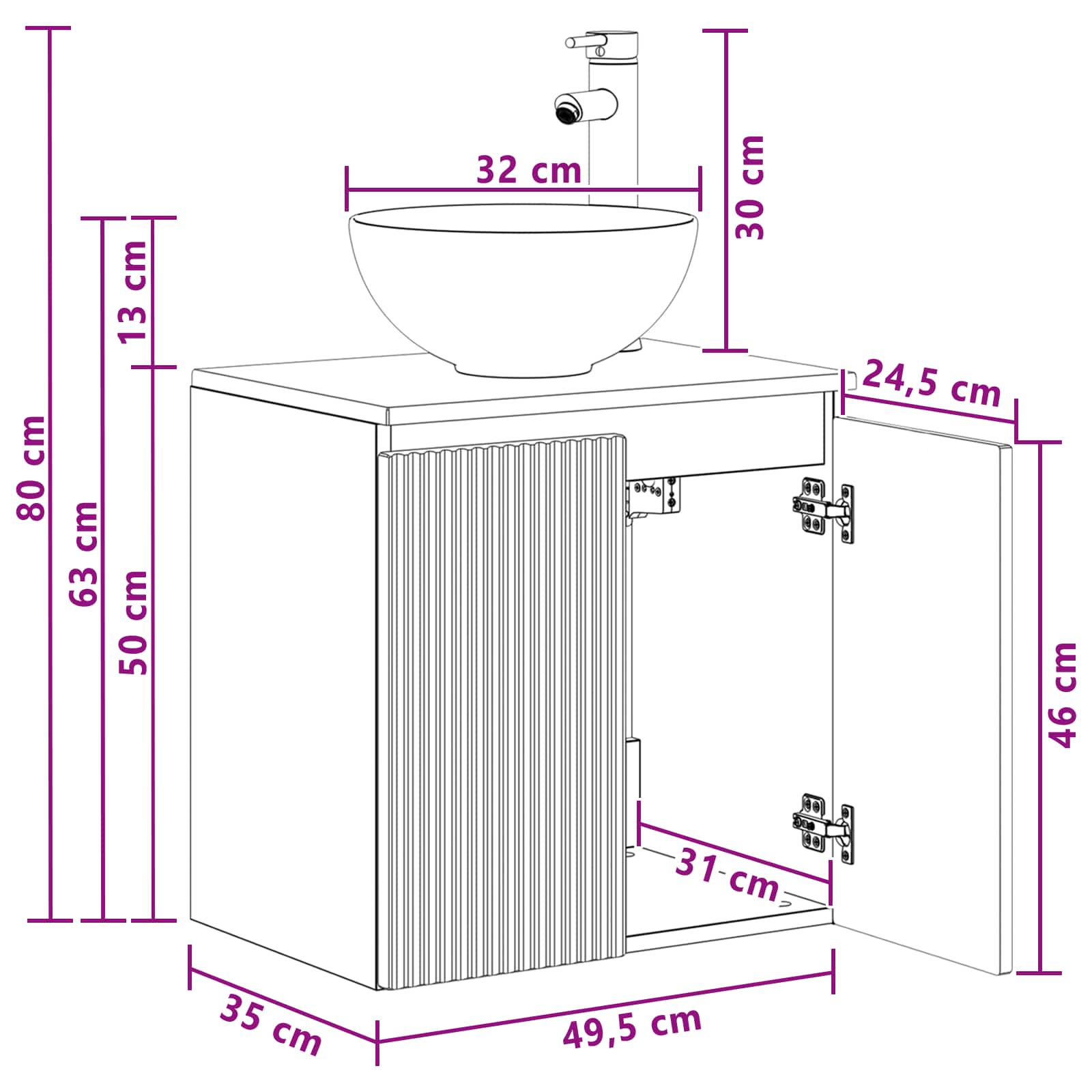 Umivaonik s policom Hrast artisan 49,5 x 35 x 63 cm