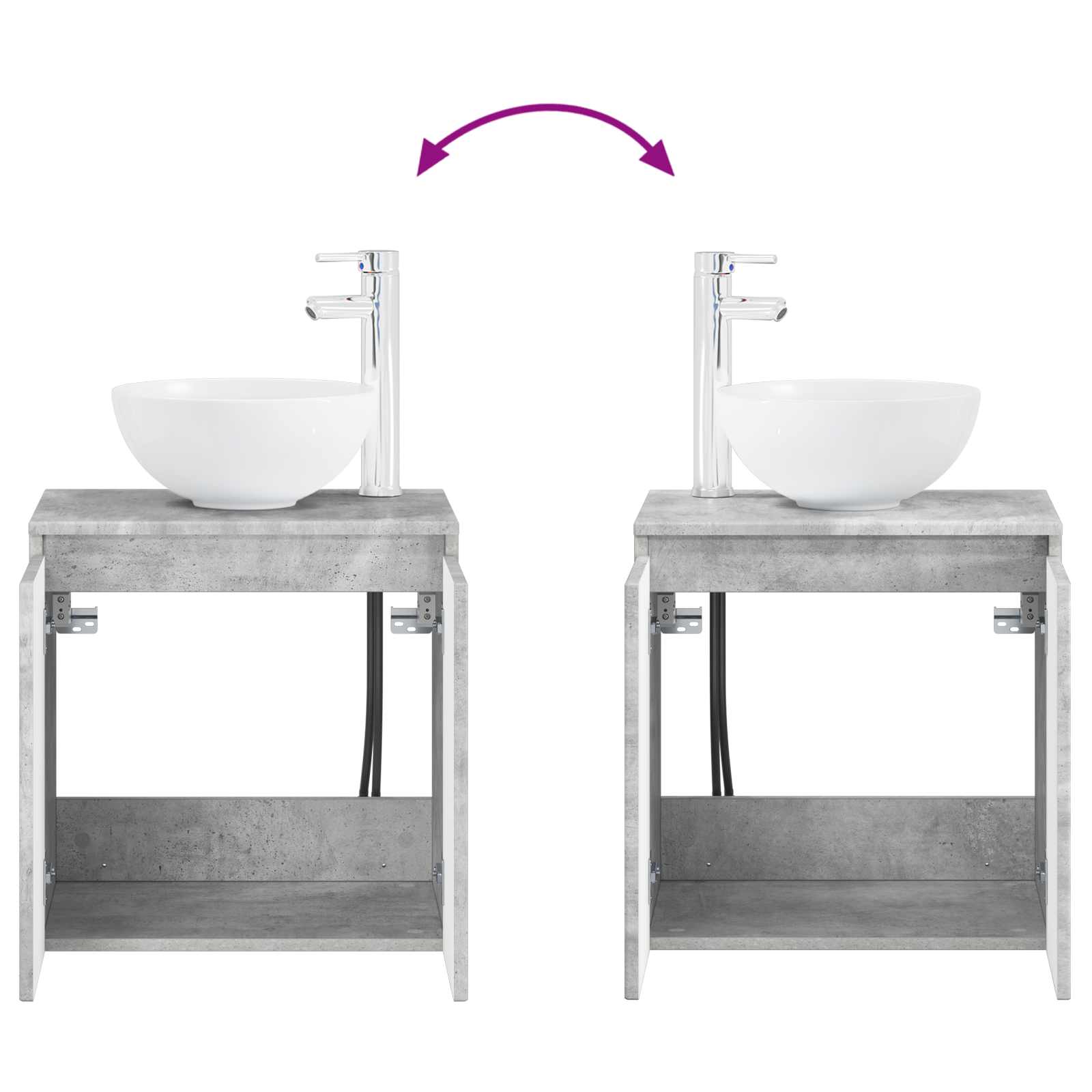 Umivaonik s policom Betonska siva 49,5 x 41 x 64,5 cm