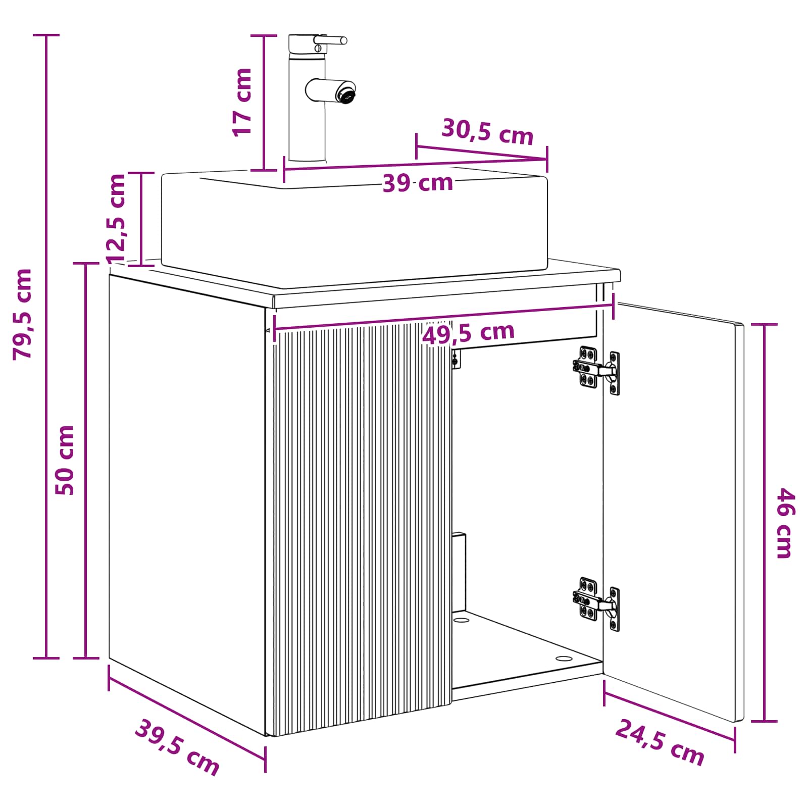 Umivaonik s policom Dimljeni hrast 49,5 x 41 x 62,5 cm