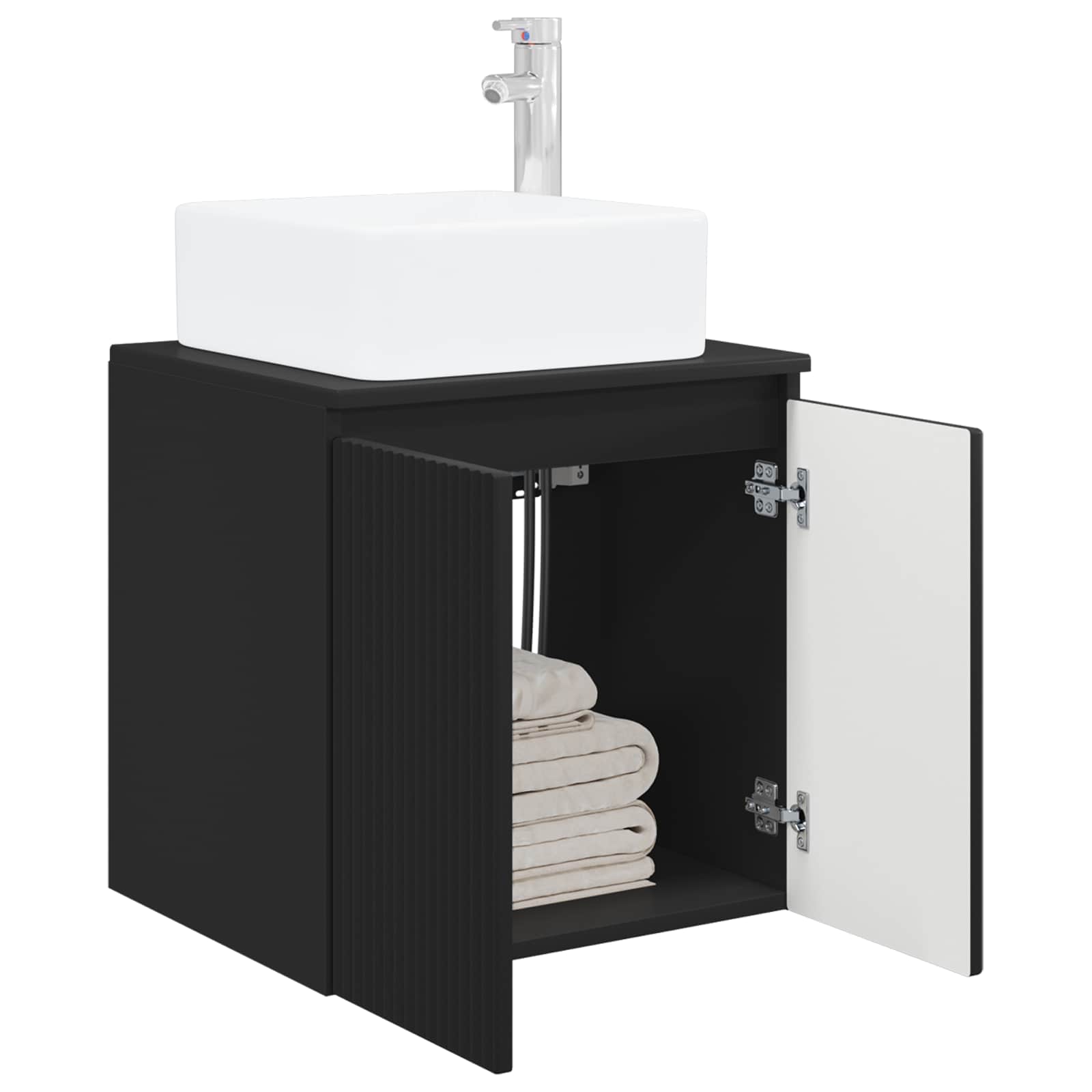 Umivaonik s policom Crna 53 x 35 x 63 cm Konstruirano drvo