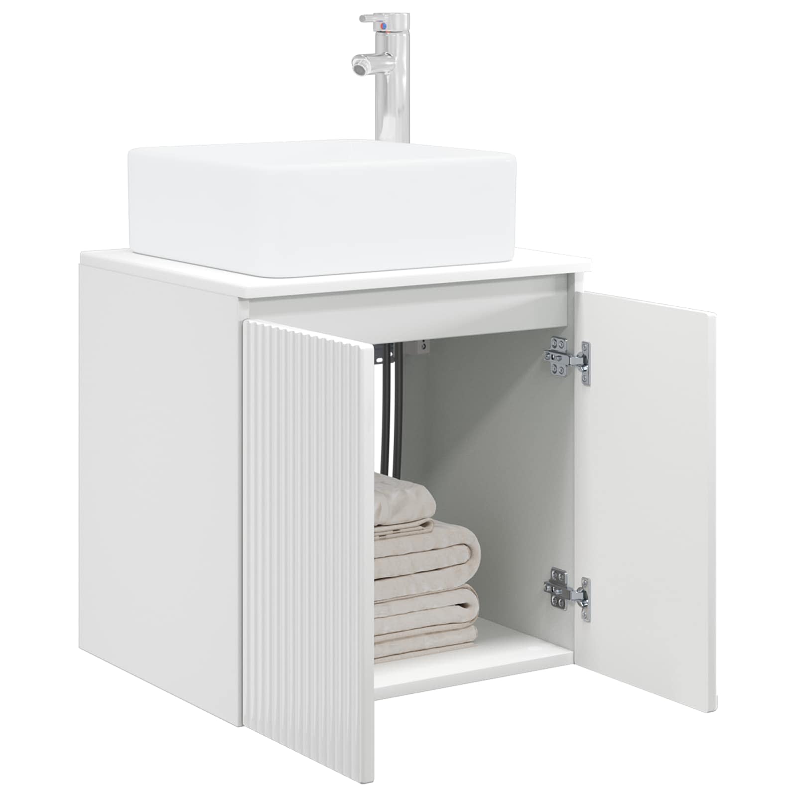 Umivaonik s policom Bijela visokog sjaja 53 x 35 x 63 cm